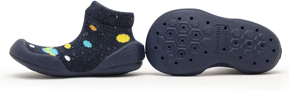 Komuello Toddler Boy Shoes, Premium Materials, Breathable, Washable, Non-Slip, Stay-On, Durable, Cotton Socks with Air Pocket Cushion for Indoor and Outdoor - BPA Free Toddler Shoes for Boys