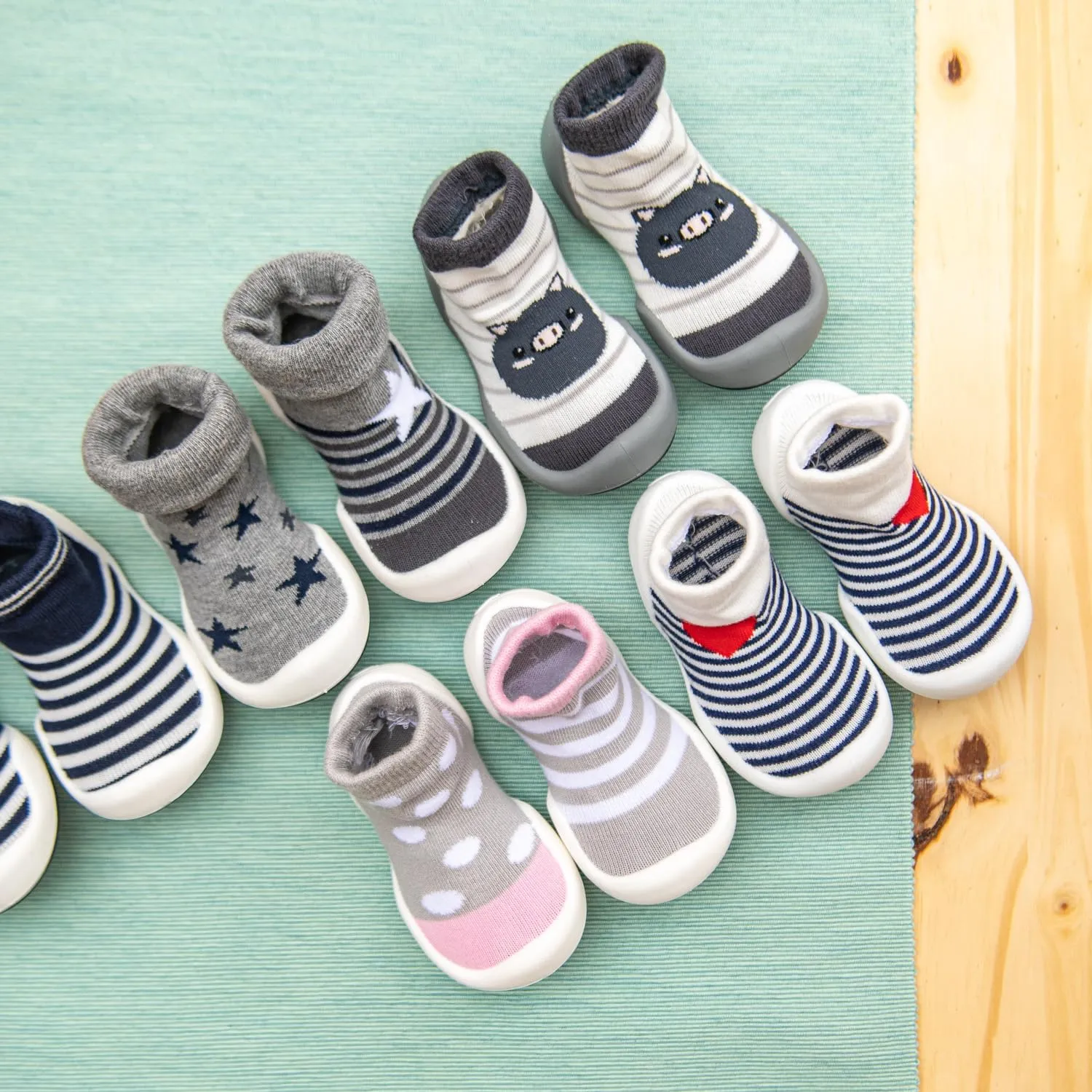 Komuello Toddler Girl Shoes, Premium Materials, Breathable, Washable, Non-Slip, Stay-On, Cotton Socks with Air Pocket Cushion for Indoor and Outdoor - BPA Free Toddler Shoes for Girls