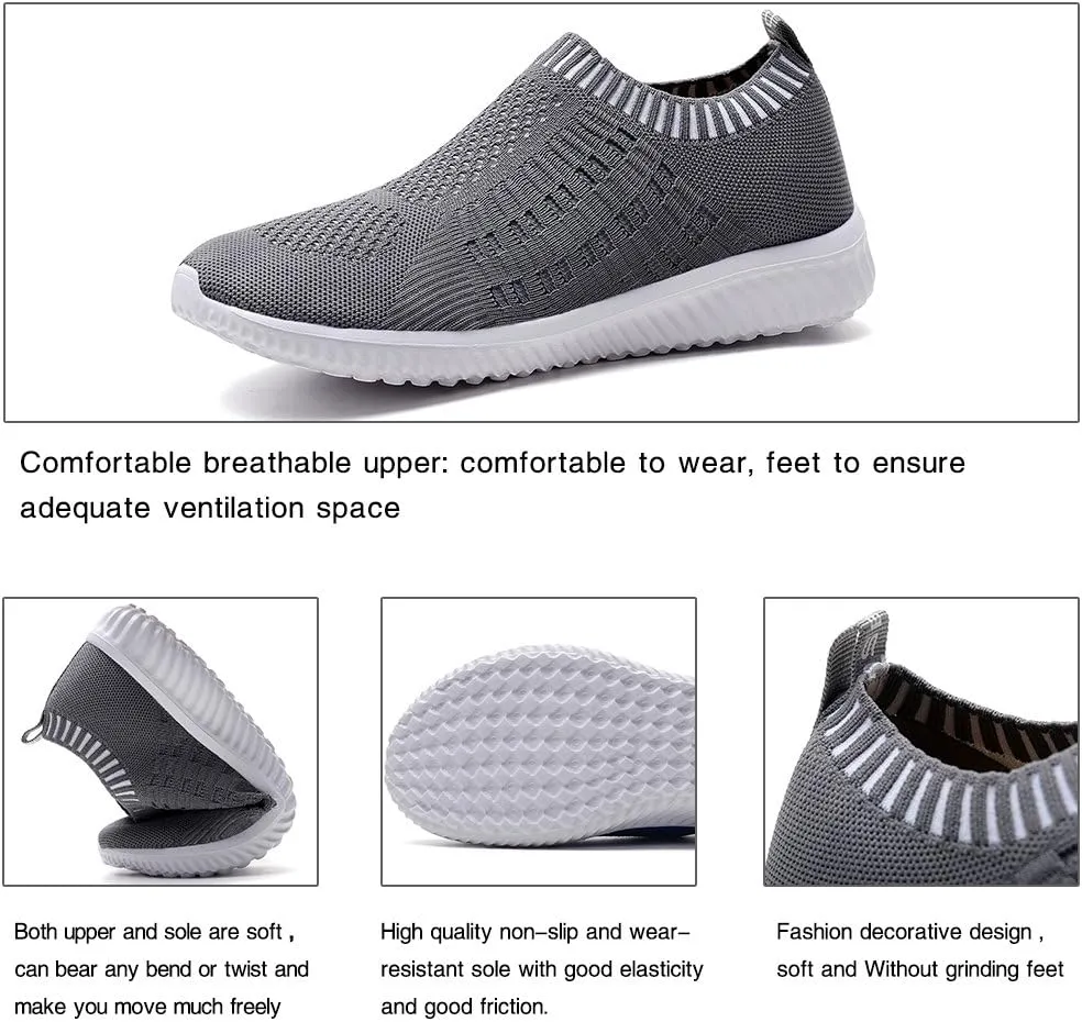 konhill Women's Lightweight Walking Shoes Breathable Slip On Tennis Sneakers Casual Mesh Workout Athletic