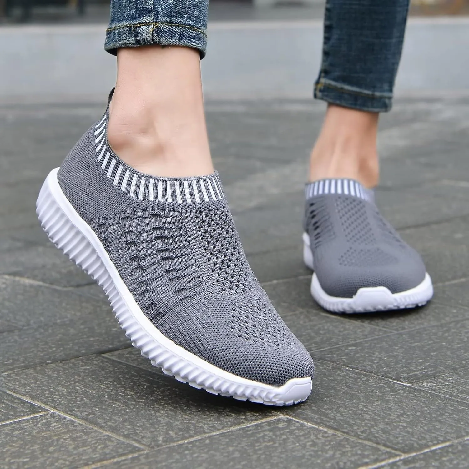 konhill Women's Lightweight Walking Shoes Breathable Slip On Tennis Sneakers Casual Mesh Workout Athletic