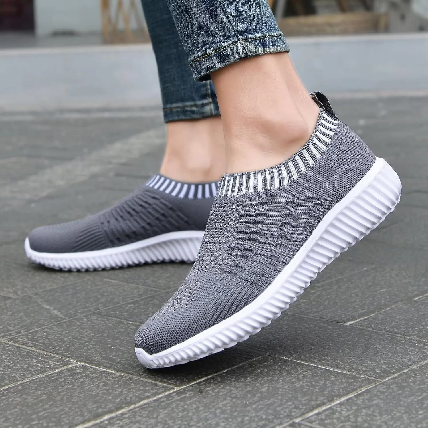 konhill Women's Lightweight Walking Shoes Breathable Slip On Tennis Sneakers Casual Mesh Workout Athletic