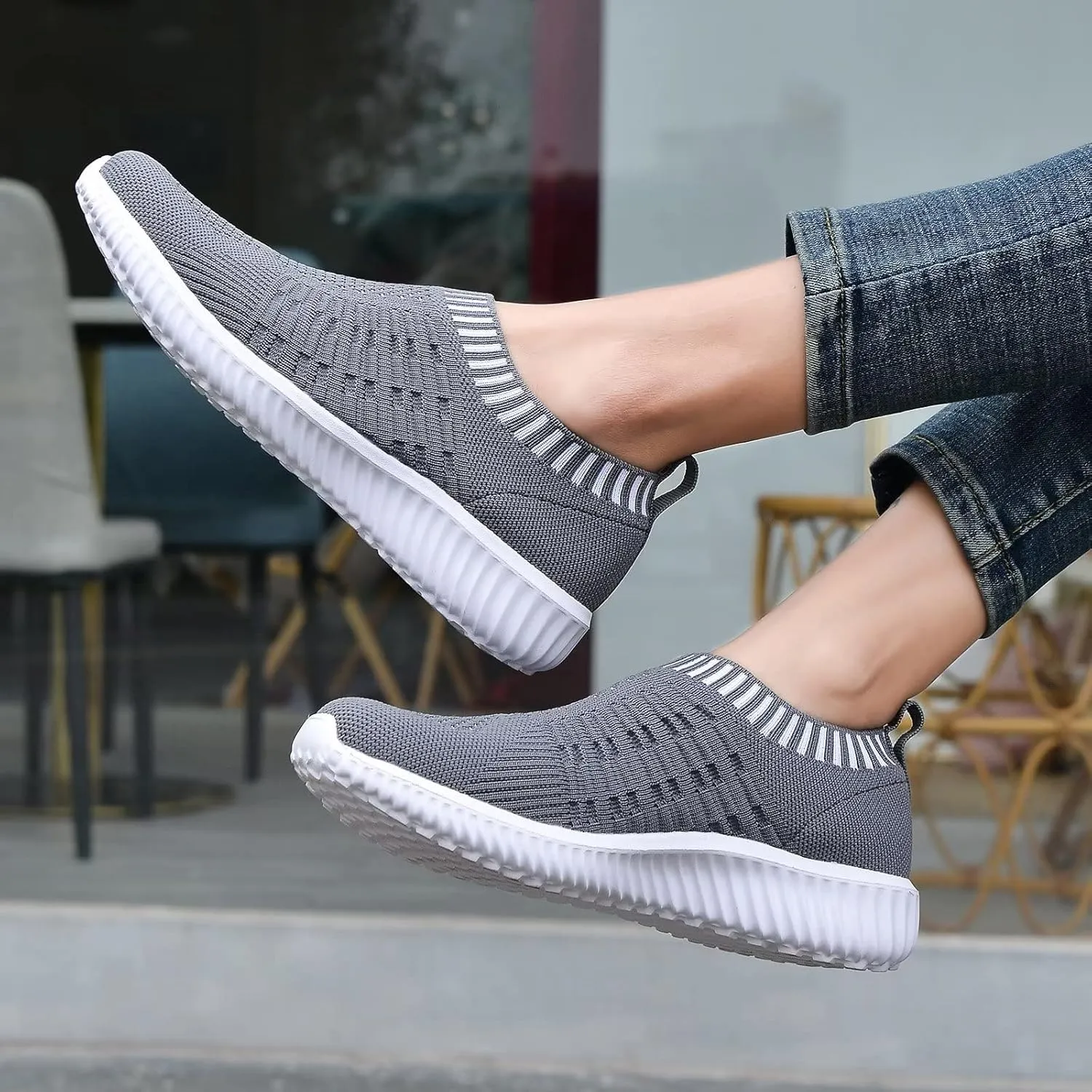 konhill Women's Lightweight Walking Shoes Breathable Slip On Tennis Sneakers Casual Mesh Workout Athletic