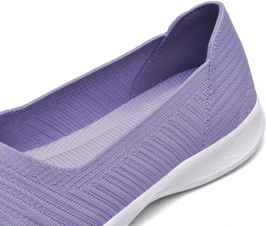 konhill Women's Slip on Loafers - Comfy Walking Tennis Low-Top Ballet Flat Nurse Shoes Casual Sneakers