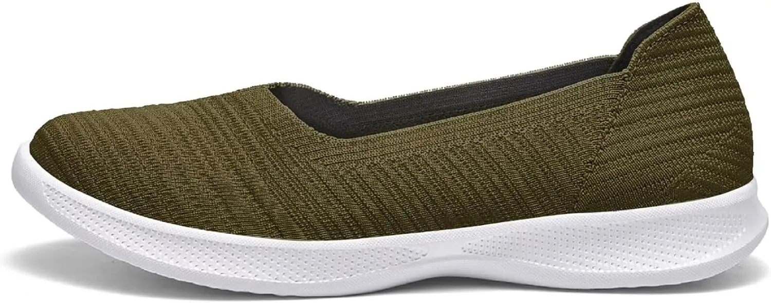 konhill Women's Slip on Loafers - Comfy Walking Tennis Low-Top Ballet Flat Nurse Shoes Casual Sneakers