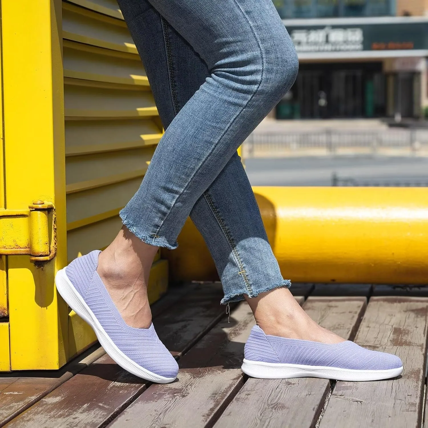 konhill Women's Slip on Loafers - Comfy Walking Tennis Low-Top Ballet Flat Nurse Shoes Casual Sneakers