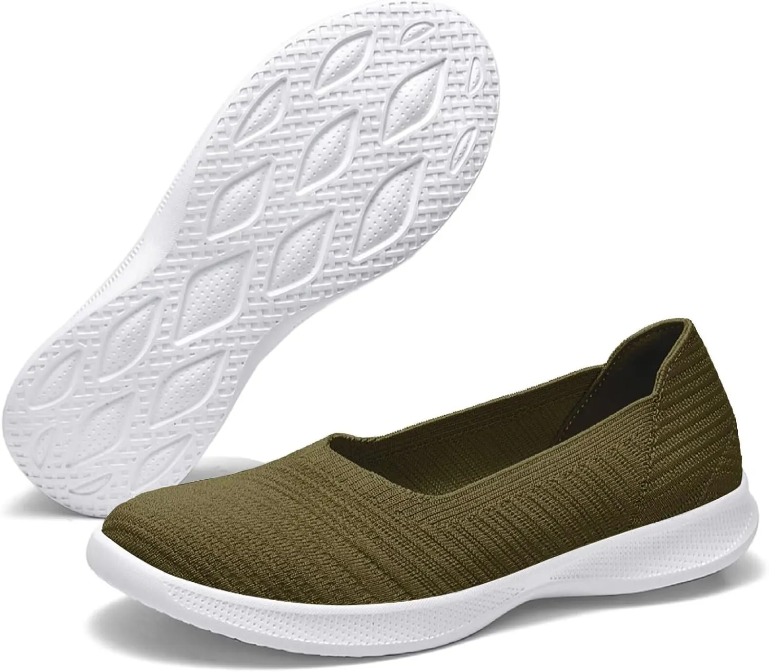 konhill Women's Slip on Loafers - Comfy Walking Tennis Low-Top Ballet Flat Nurse Shoes Casual Sneakers