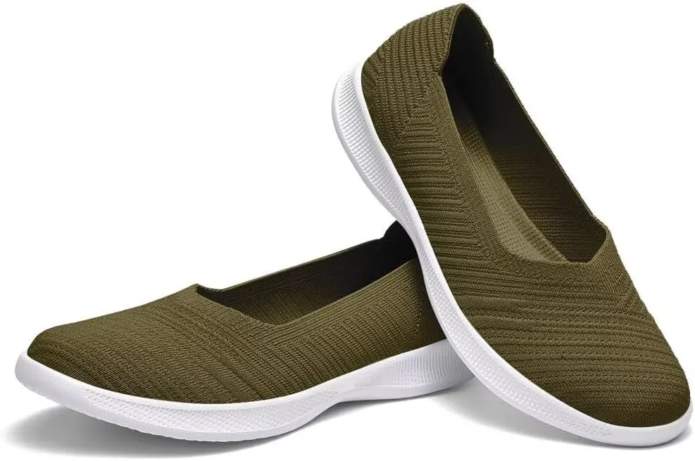konhill Women's Slip on Loafers - Comfy Walking Tennis Low-Top Ballet Flat Nurse Shoes Casual Sneakers