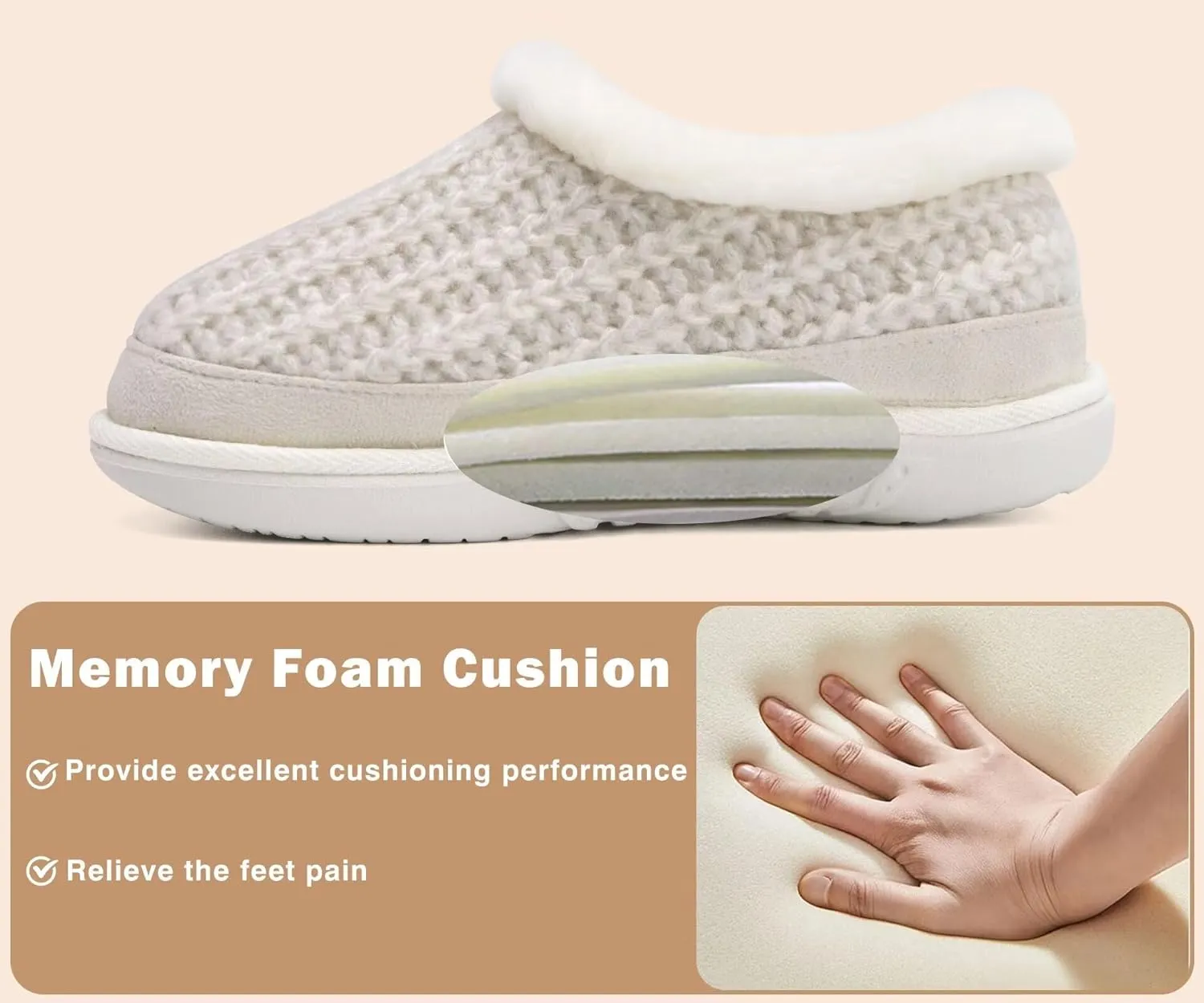 KuaiLu House Slippers for Women Comfortable Memory Foam Plaid Slipper Ladies Warm Fuzzy Plush Fur Lined Winter Home Shoes Orthotic Plantar Fasciitis Arch Support Indoor Outdoor