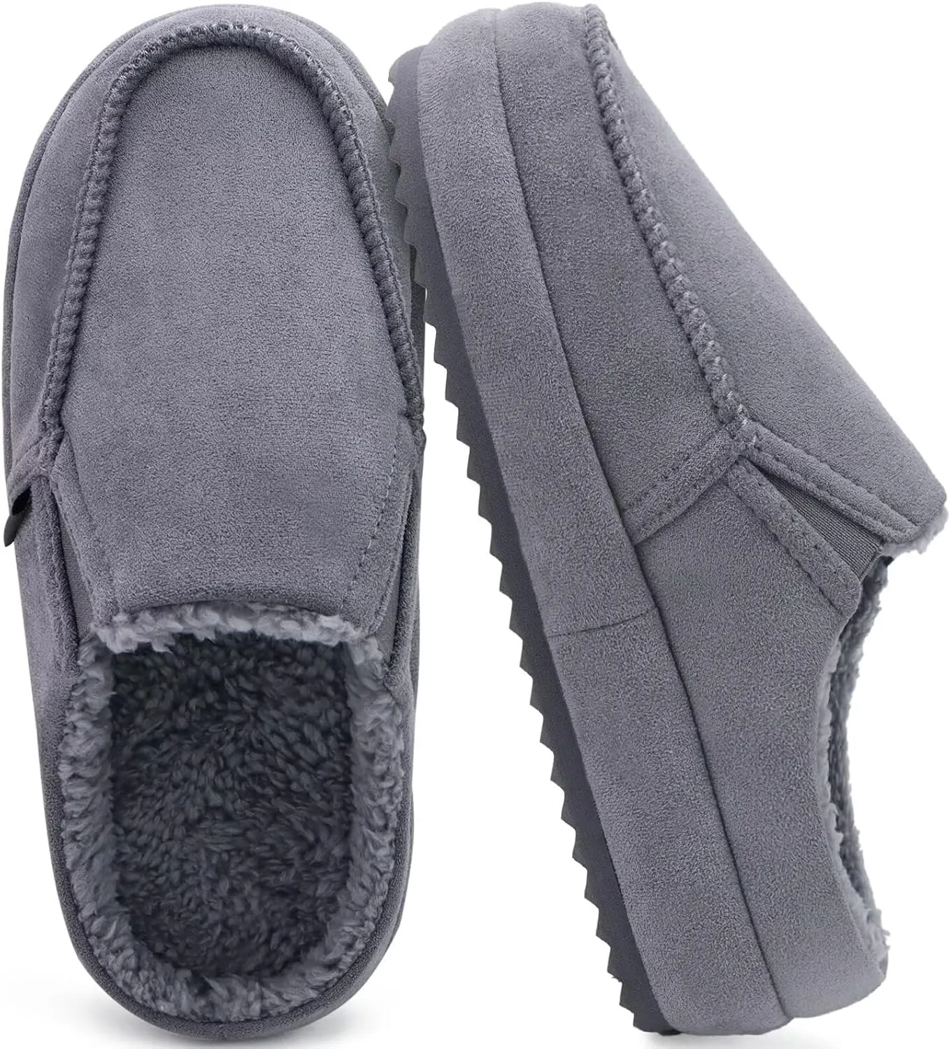 KuaiLu Womens Clog Slippers Cozy Suede Warm Plush Lined Arch Support Faux Fur House Ladies Bedroom Slippers Comfy Orthotic Memory Foam Plantar Fasciitis Home Indoor Outdoor Shoes Grey US6