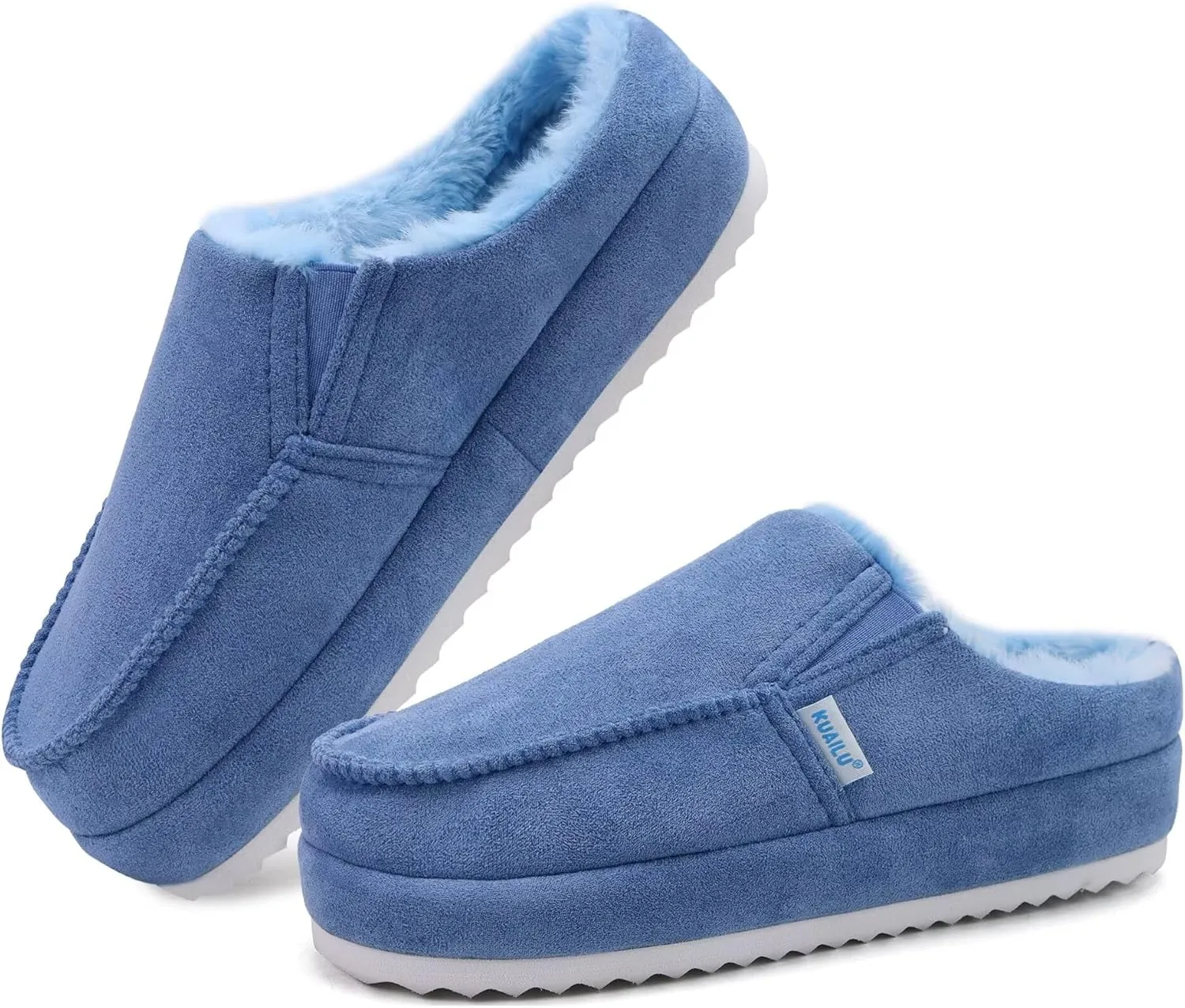 KuaiLu Womens Clog Slippers Cozy Warm Plush Lined With Suede Faux Fur House ladies Bedroom Slippers Comfortable Memory Foam Slip-on Womans Home Shoes Indoor Outdoor Thick Hard Sole