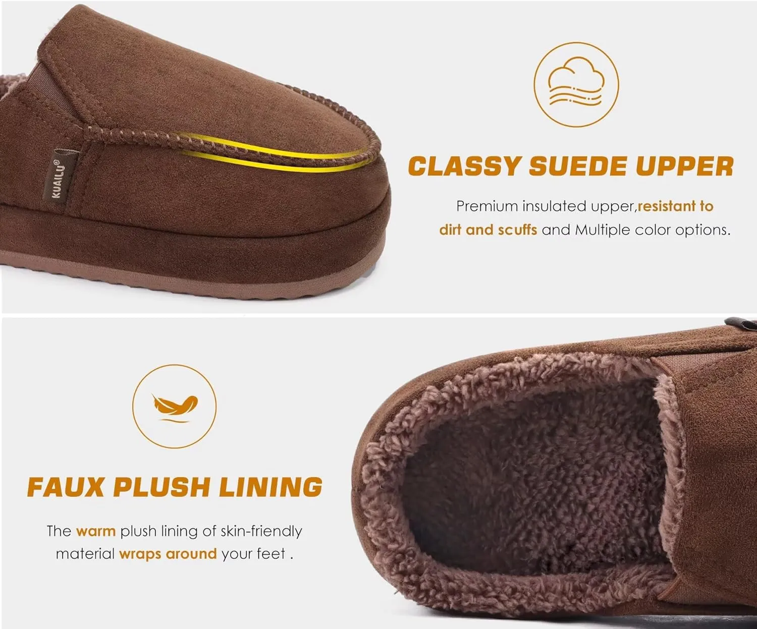 KuaiLu Womens Clog Slippers Cozy Warm Plush Lined With Suede Faux Fur House ladies Bedroom Slippers Comfortable Memory Foam Slip-on Womans Home Shoes Indoor Outdoor Thick Hard Sole
