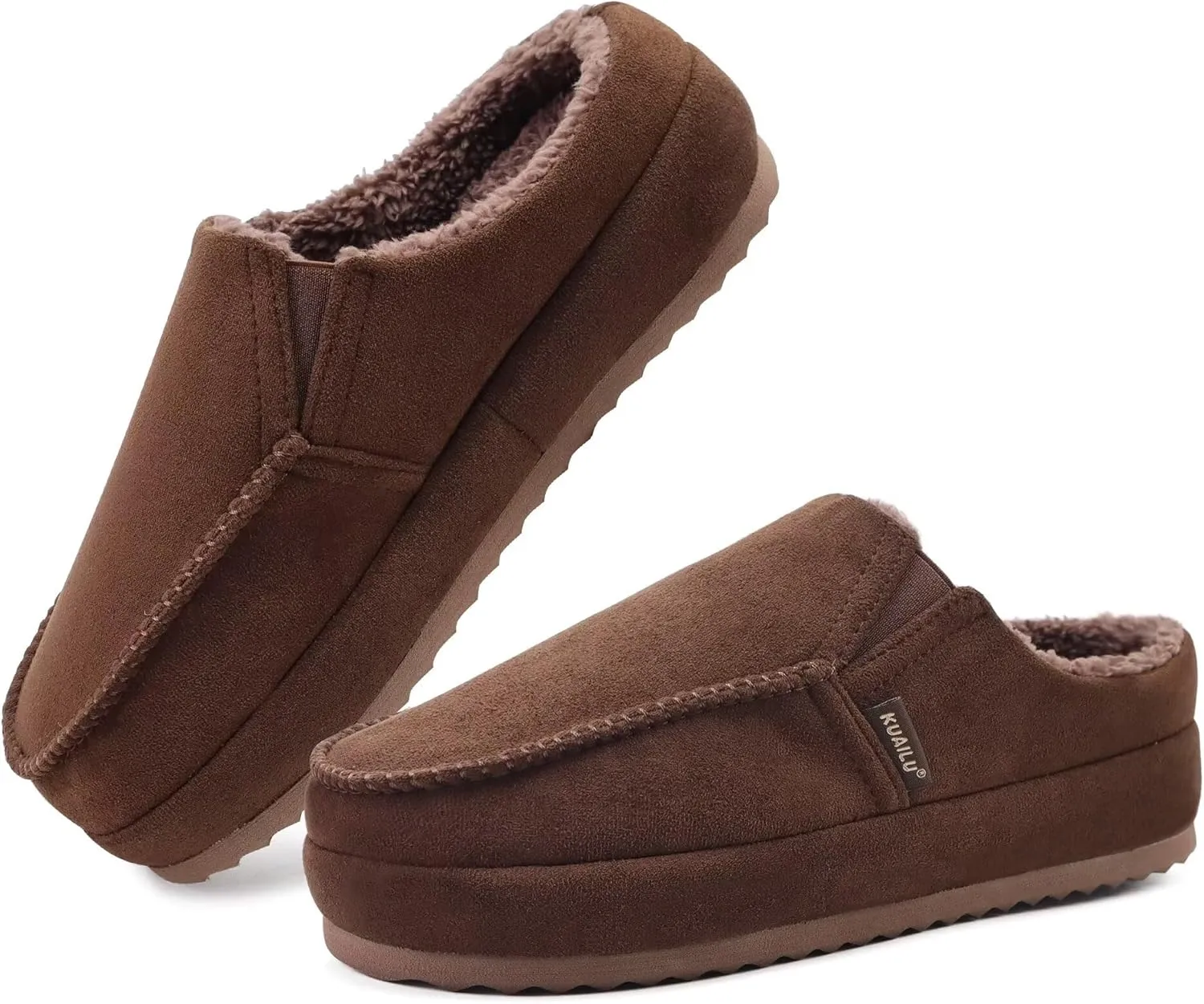 KuaiLu Womens Clog Slippers Cozy Warm Plush Lined With Suede Faux Fur House ladies Bedroom Slippers Comfortable Memory Foam Slip-on Womans Home Shoes Indoor Outdoor Thick Hard Sole