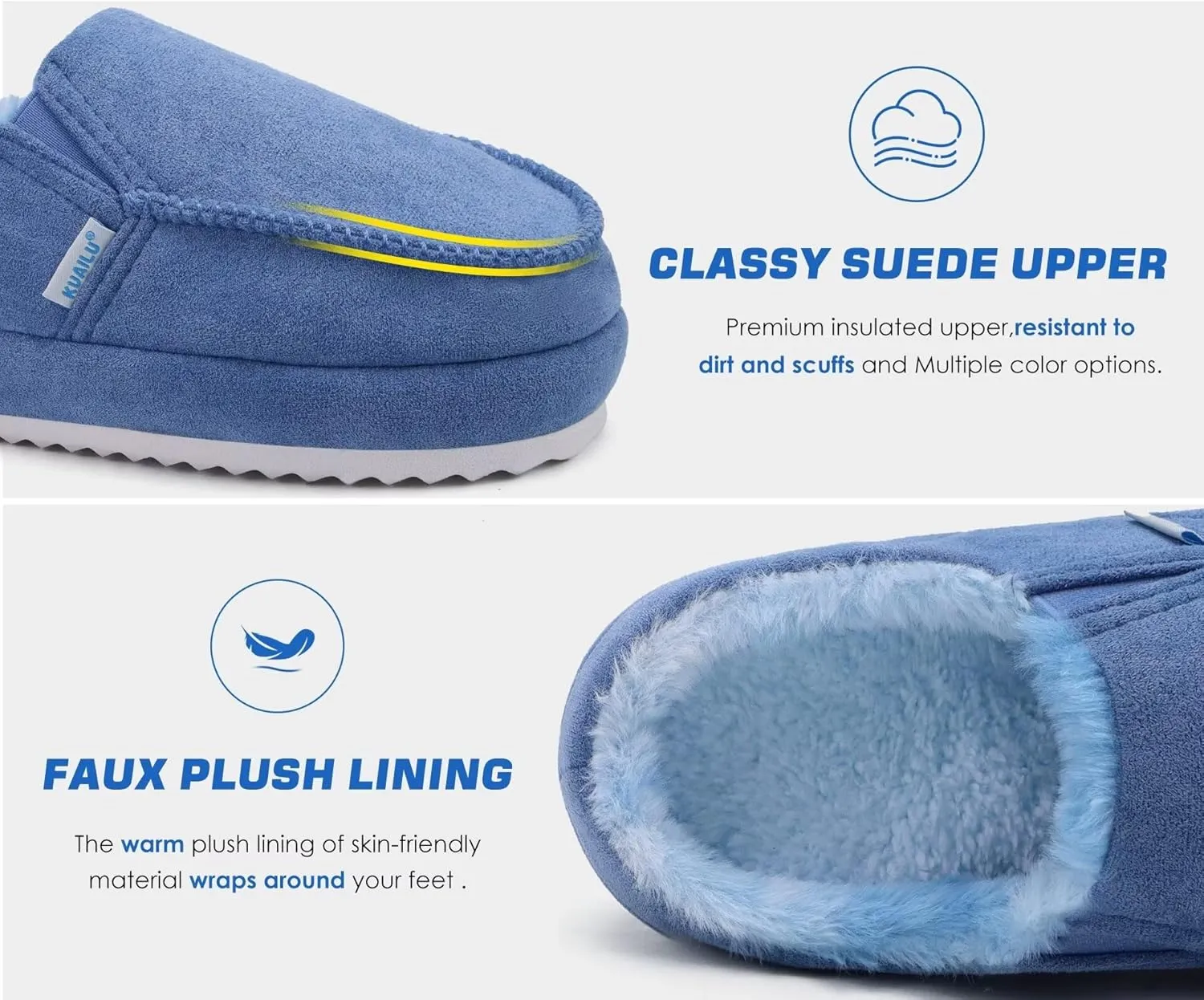 KuaiLu Womens Clog Slippers Cozy Warm Plush Lined With Suede Faux Fur House ladies Bedroom Slippers Comfortable Memory Foam Slip-on Womans Home Shoes Indoor Outdoor Thick Hard Sole