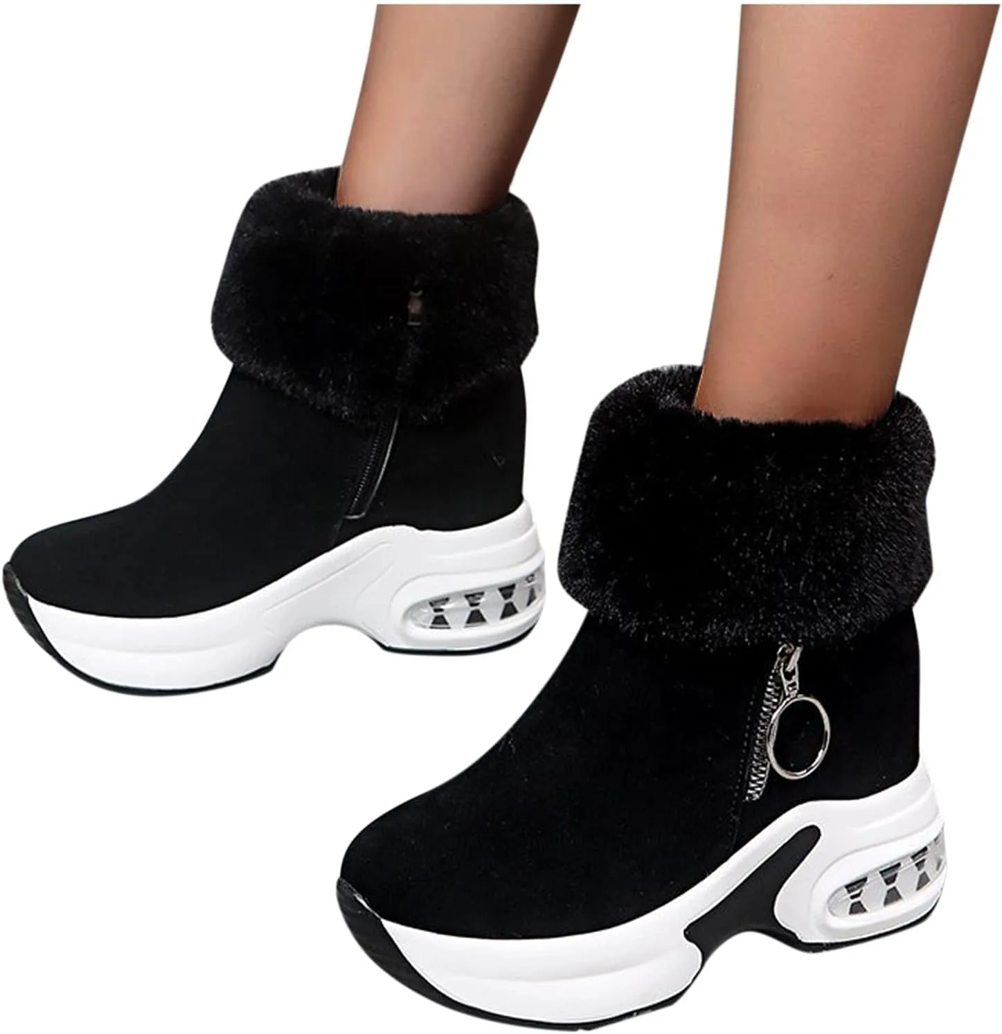 L Boot Fashion Boots Thermal Women's Slip-on Wedges Casual Shoes Breathable Women's Boots Mint Everything
