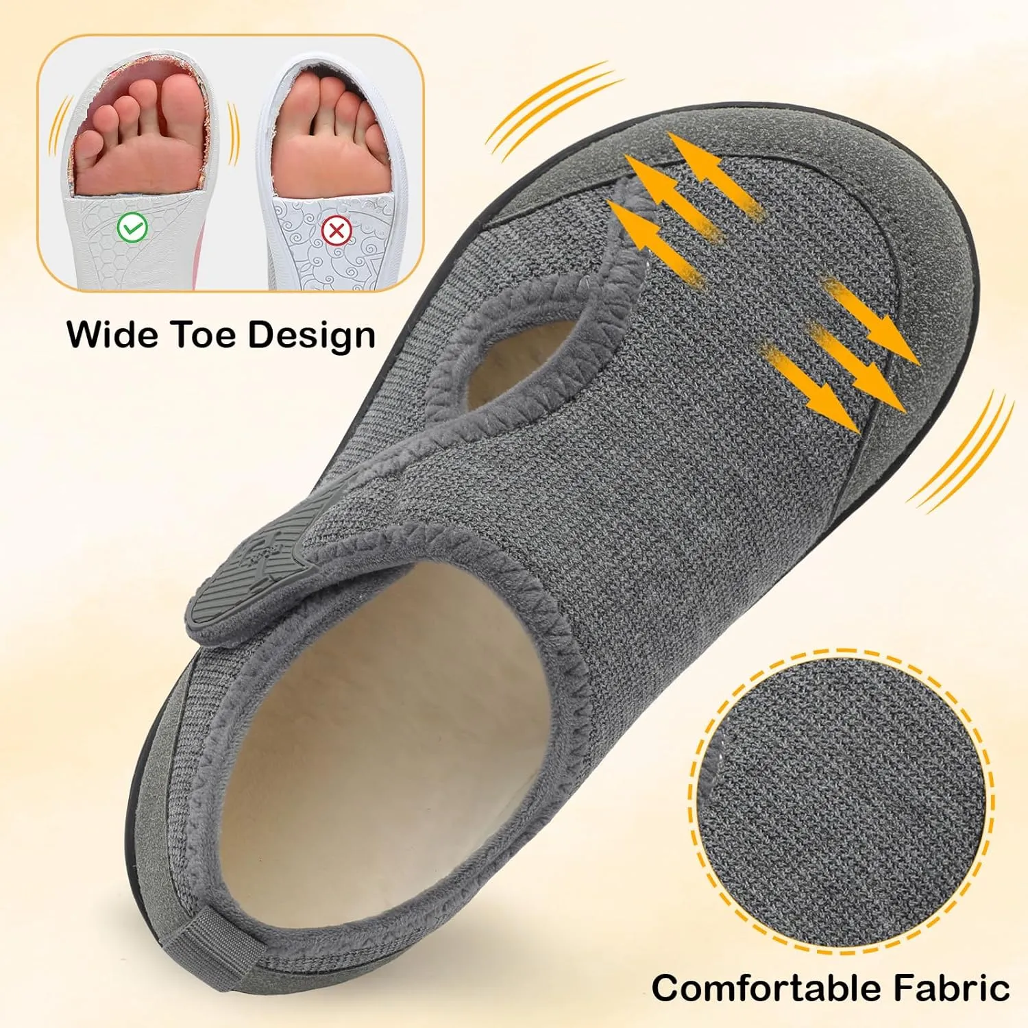 L-RUN Womens Wide Toe Box Barefoot Diabetic Shoes - Ladies House Slippers for Indoor and Outdoor