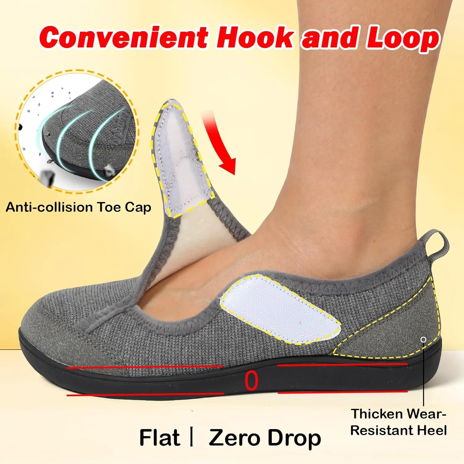 L-RUN Womens Wide Toe Box Barefoot Diabetic Shoes - Ladies House Slippers for Indoor and Outdoor