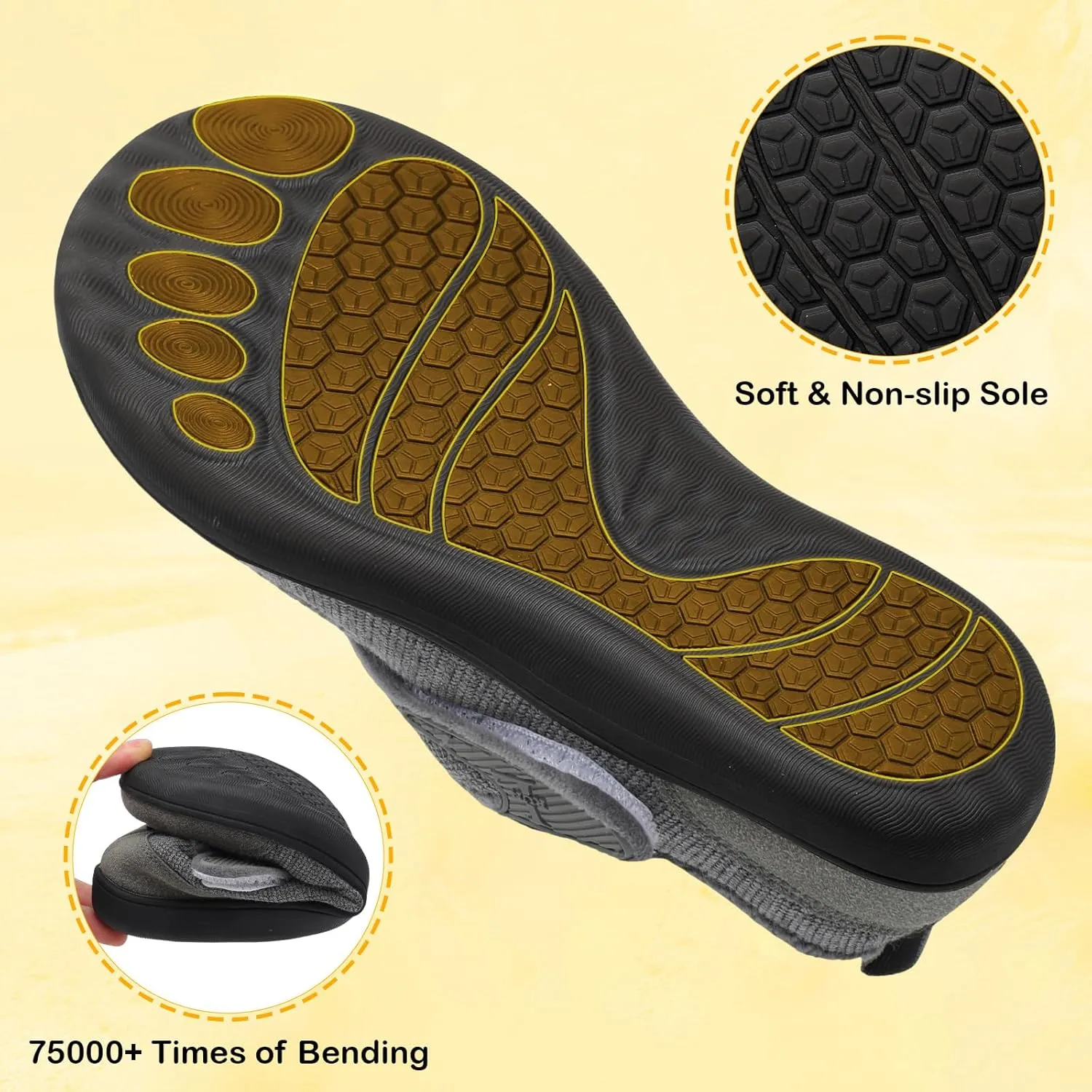 L-RUN Womens Wide Toe Box Barefoot Diabetic Shoes - Ladies House Slippers for Indoor and Outdoor