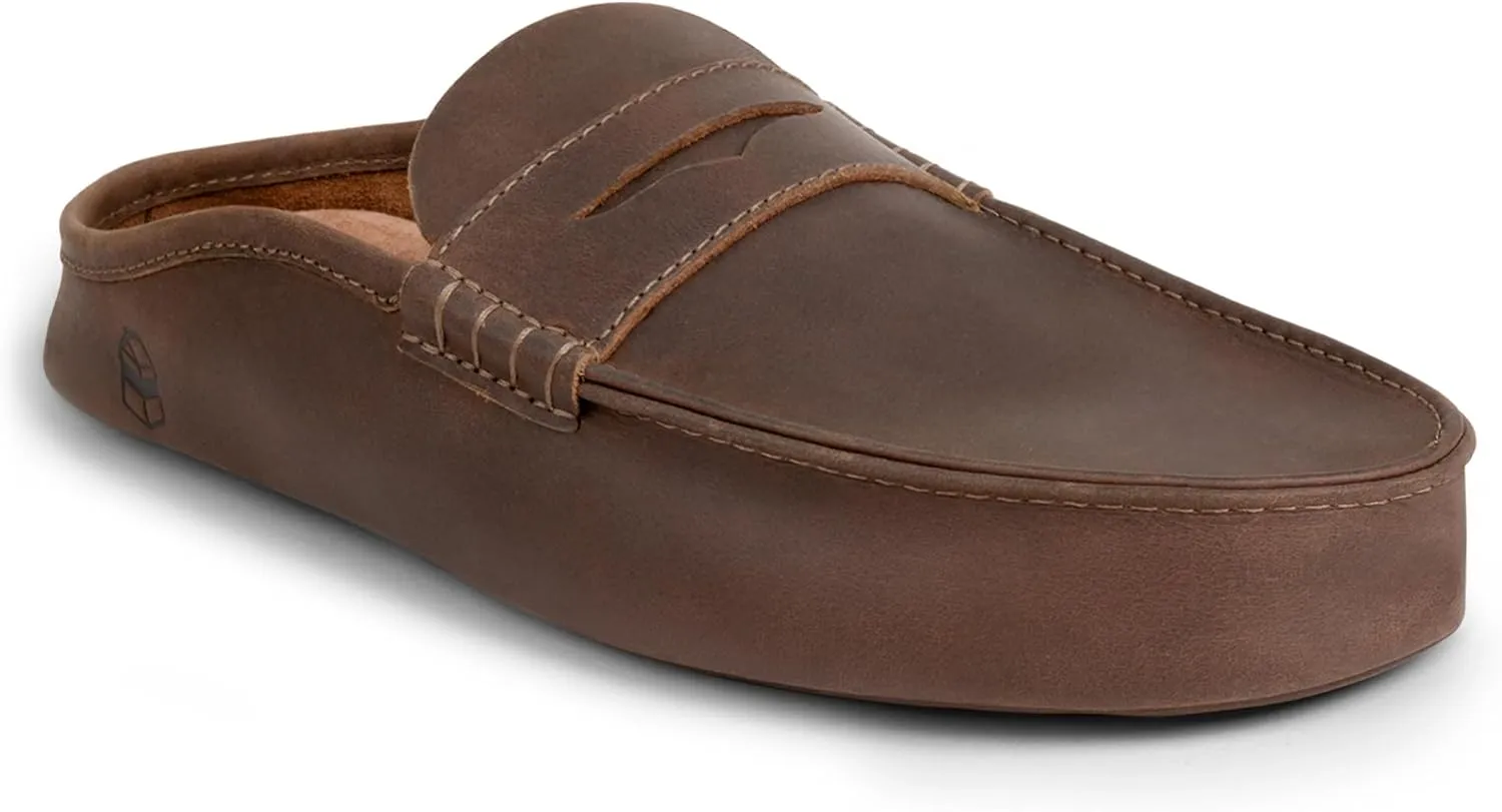 La Leche, Penny Loafer Slippers, Slip-On Indoor Scuffs, Shoes for Home, Full Grain Leather & Memory Foam, Handmade