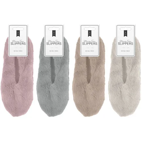 Ladies' Faux Fur Slipper Socks Memory Foam - Small / Medium Cosy Supportive Indoor Footwear