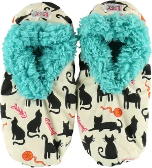 Lazy One Fuzzy Feet Slipper Socks for Women, Cute Fleece-Lined House Slippers, Cute Dog & Cat Design