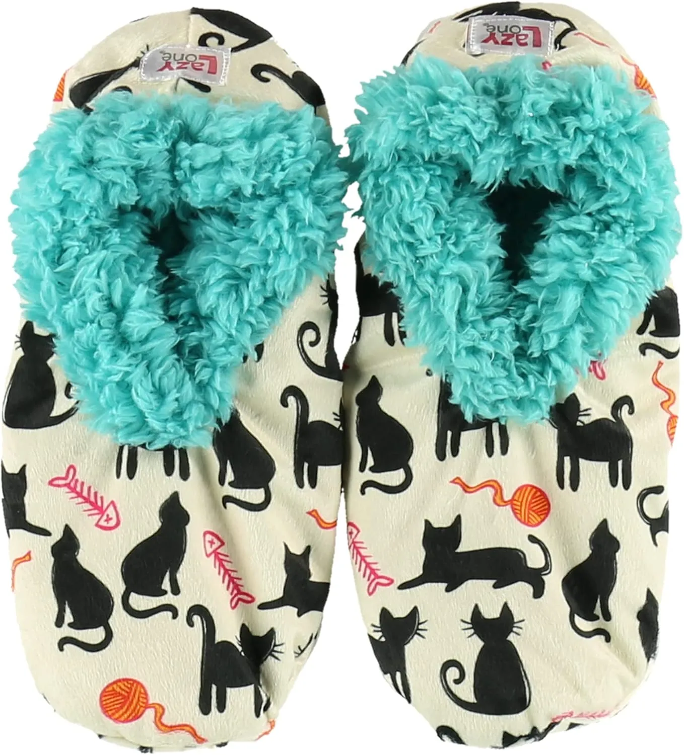 Lazy One Fuzzy Feet Slipper Socks for Women, Cute Fleece-Lined House Slippers, Cute Dog & Cat Design