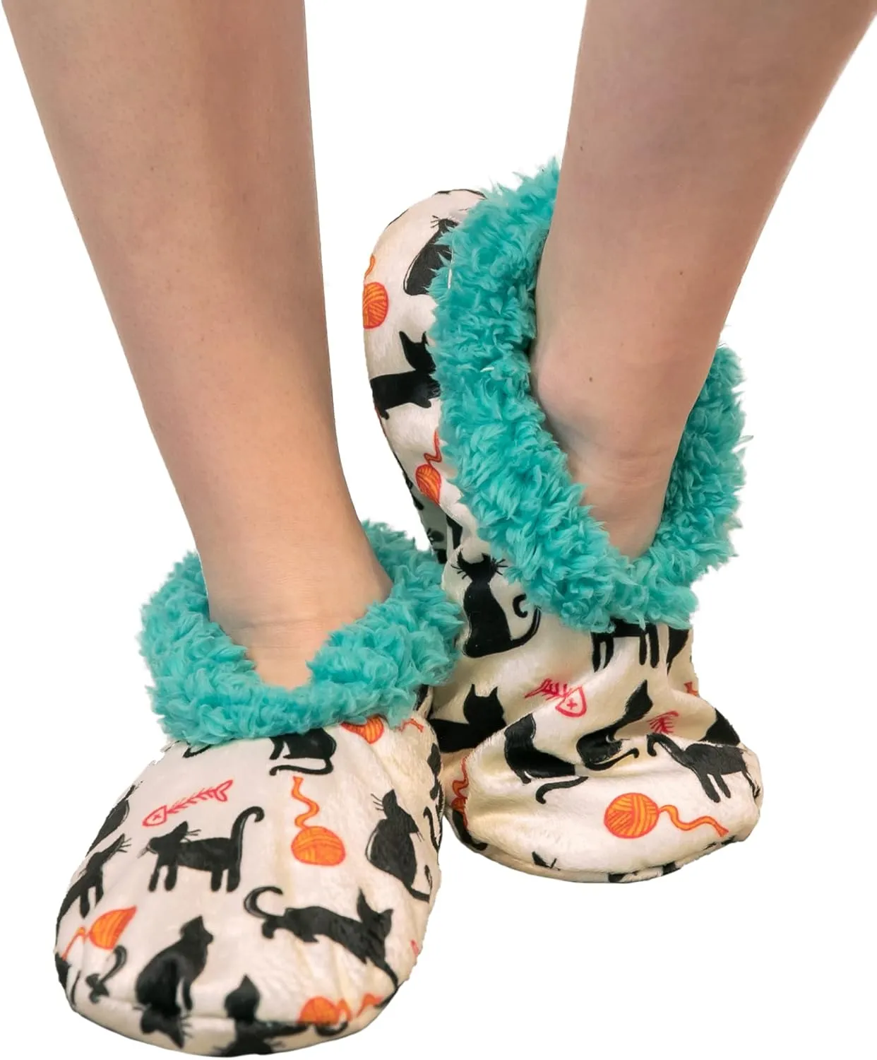 Lazy One Fuzzy Feet Slipper Socks for Women, Cute Fleece-Lined House Slippers, Cute Dog & Cat Design