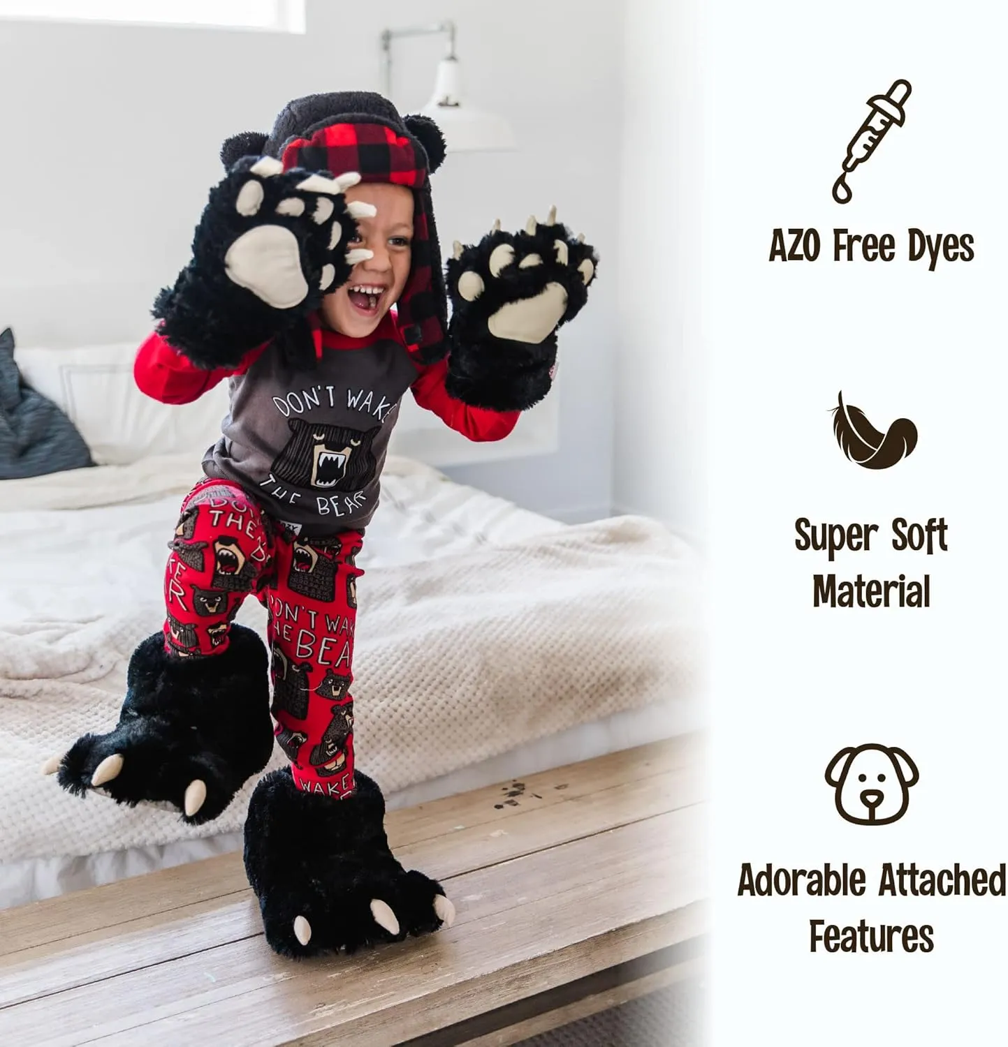Lazy One Paw Mittens and Slippers Set, Cute Animal Accessories for Kids and Adults