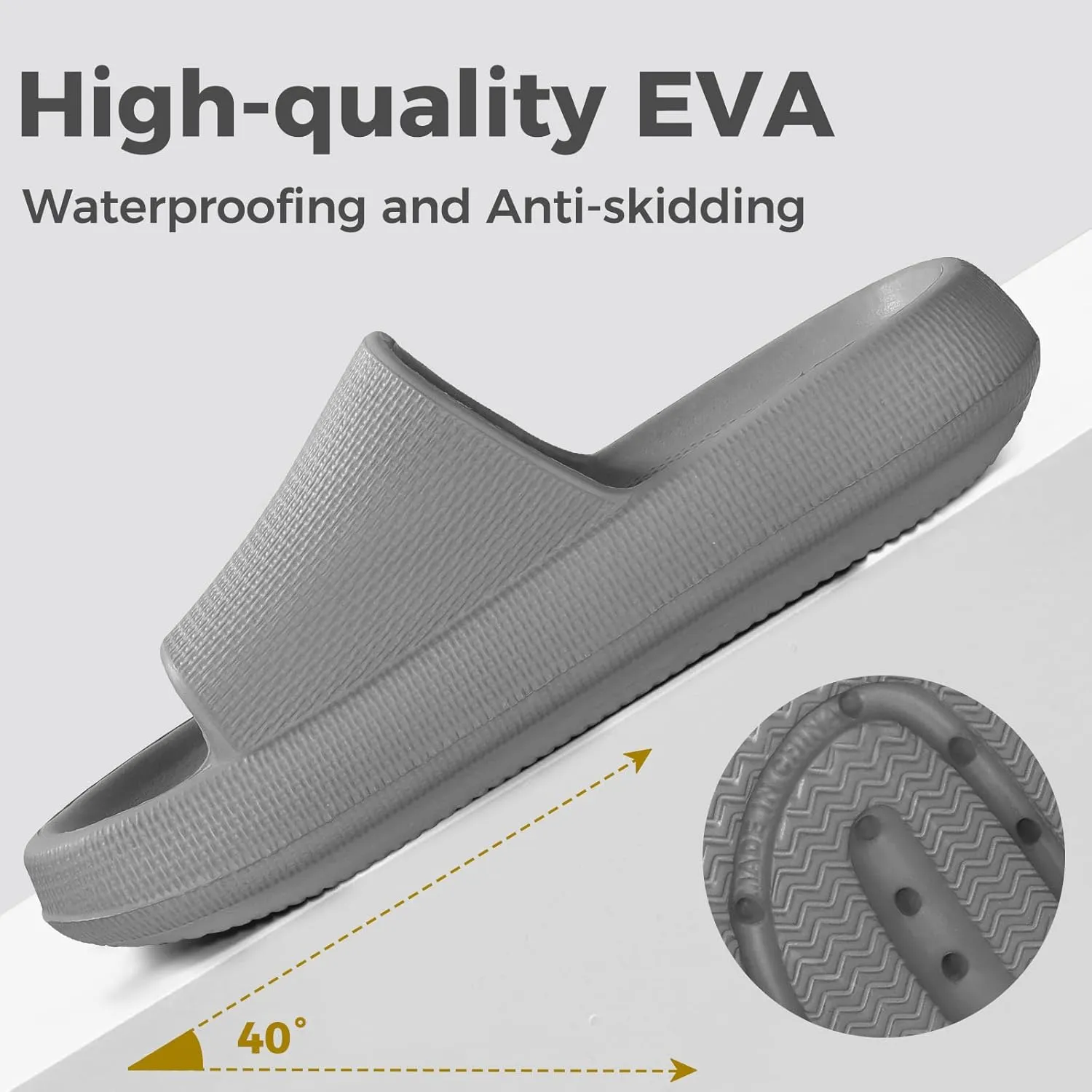 Leevar Cloud Slides for Women and Men - Soft, Comfy, Relax Cloud Slippers, Thick Sole, Non-slip Slides for Men, Easy to Clean, Shower, Swimming, Beach, Indoor and Outdoor Slides for Men