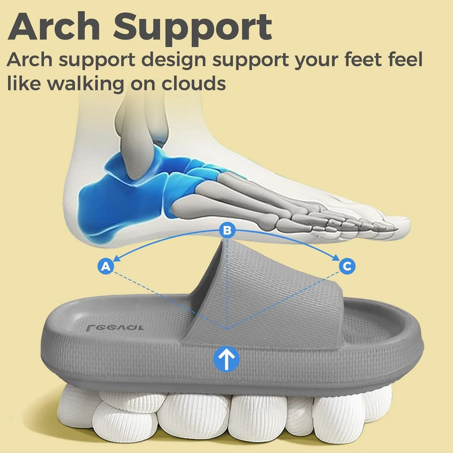 Leevar Cloud Slides for Women and Men - Soft, Comfy, Relax Cloud Slippers, Thick Sole, Non-slip Slides for Men, Easy to Clean, Shower, Swimming, Beach, Indoor and Outdoor Slides for Men