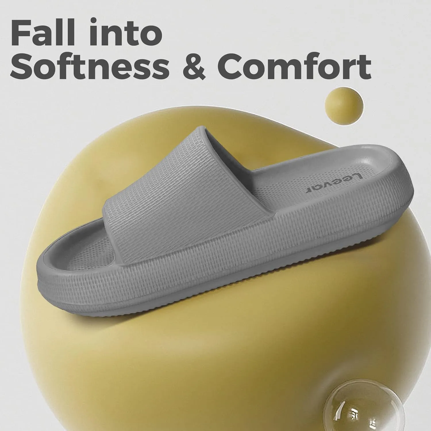 Leevar Cloud Slides for Women and Men - Soft, Comfy, Relax Cloud Slippers, Thick Sole, Non-slip Slides for Men, Easy to Clean, Shower, Swimming, Beach, Indoor and Outdoor Slides for Men