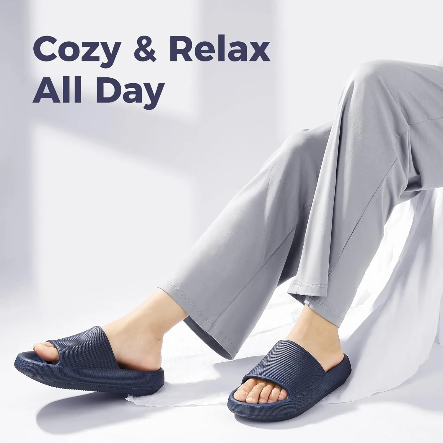 Leevar Cloud Slides for Women and Men - Soft, Comfy, Relax Cloud Slippers, Thick Sole, Non-slip Slides for Men, Easy to Clean, Shower, Swimming, Beach, Indoor and Outdoor Slides for Men