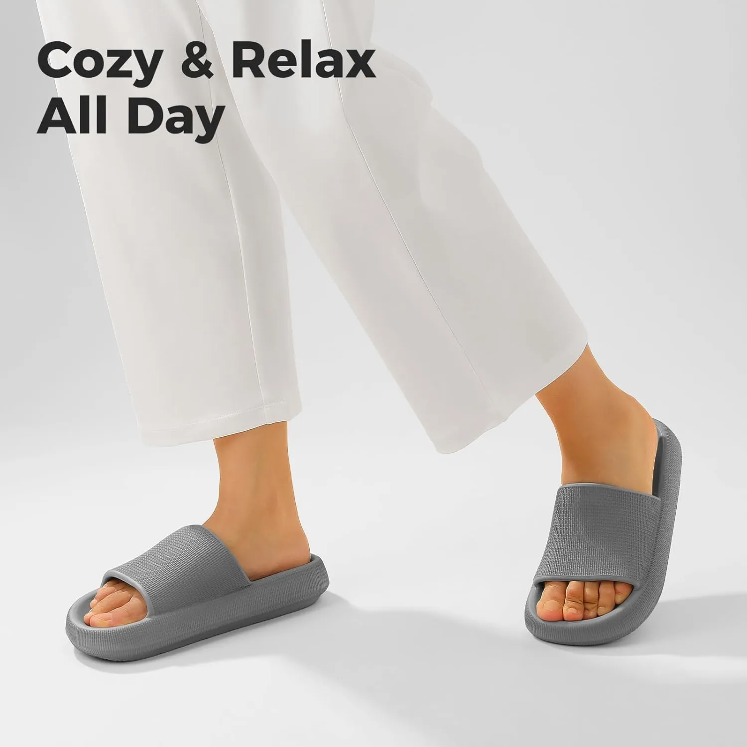 Leevar Cloud Slides for Women and Men - Soft, Comfy, Relax Cloud Slippers, Thick Sole, Non-slip Slides for Men, Easy to Clean, Shower, Swimming, Beach, Indoor and Outdoor Slides for Men