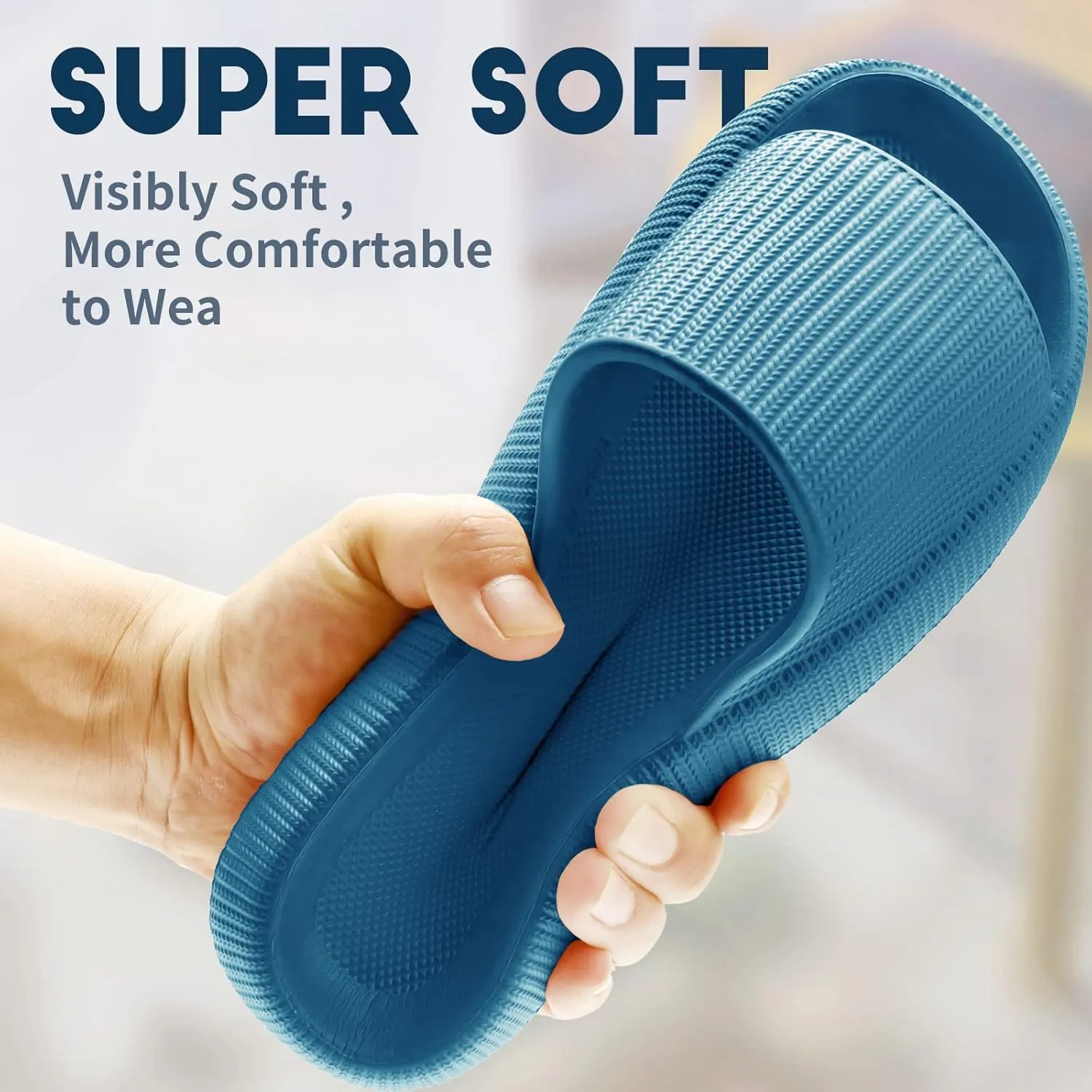 LELEBEAR Cloudies Slides for Women, Super Comfy Soft Foam Slides, Non Slip Shower Bathroom Slides