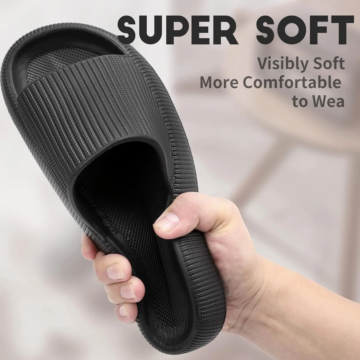 LELEBEAR Cloudies Slides for Women, Super Comfy Soft Foam Slides, Non Slip Shower Bathroom Slides