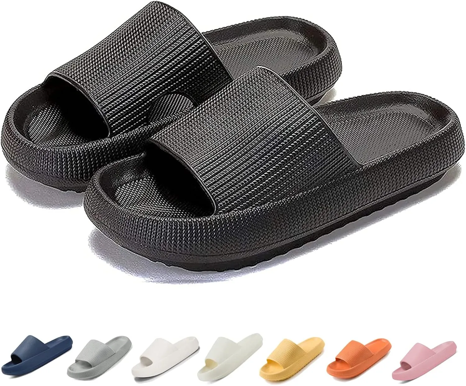 LELEBEAR Cloudies Slides for Women, Super Comfy Soft Foam Slides, Non Slip Shower Bathroom Slides