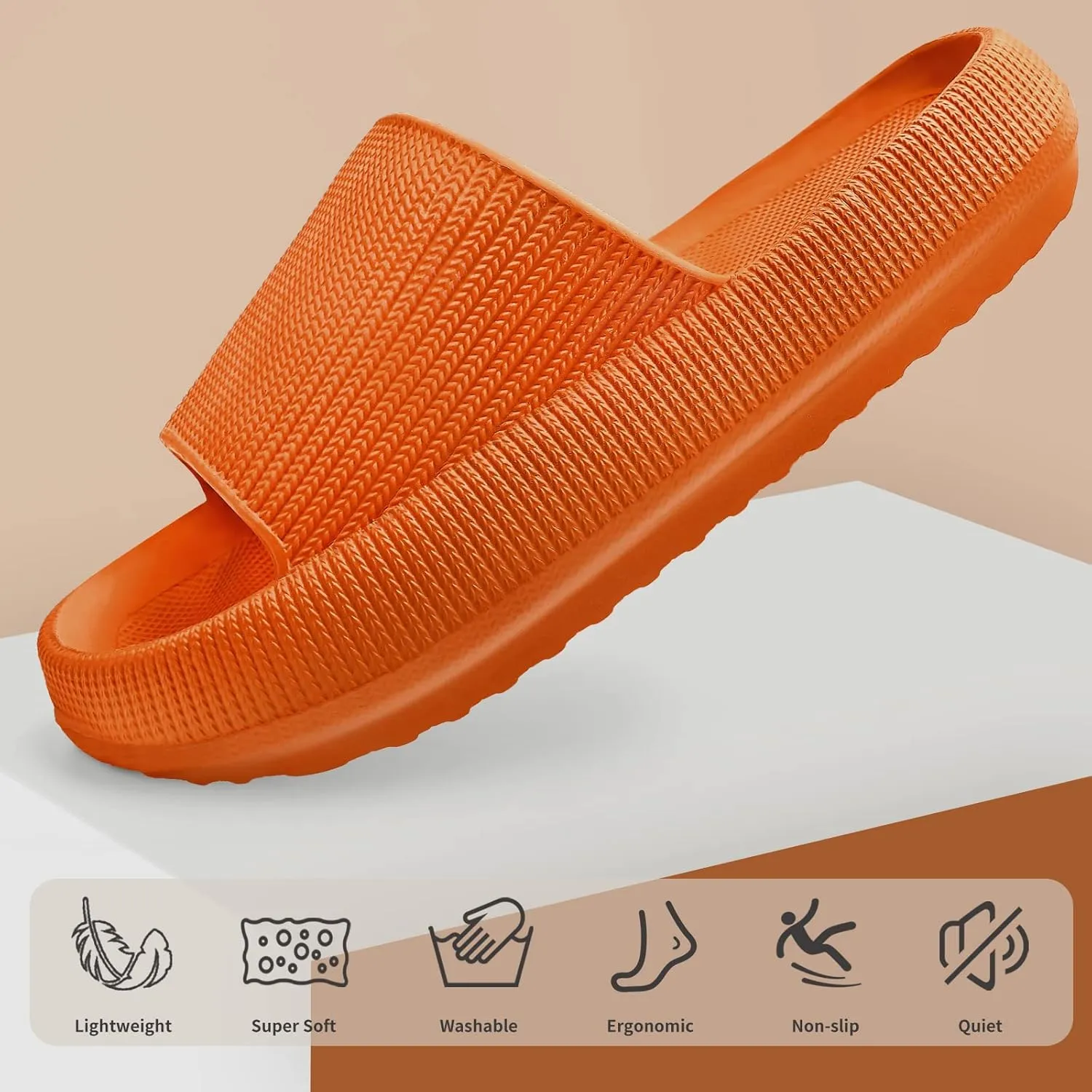 LELEBEAR Cloudies Slides for Women, Super Comfy Soft Foam Slides, Non Slip Shower Bathroom Slides