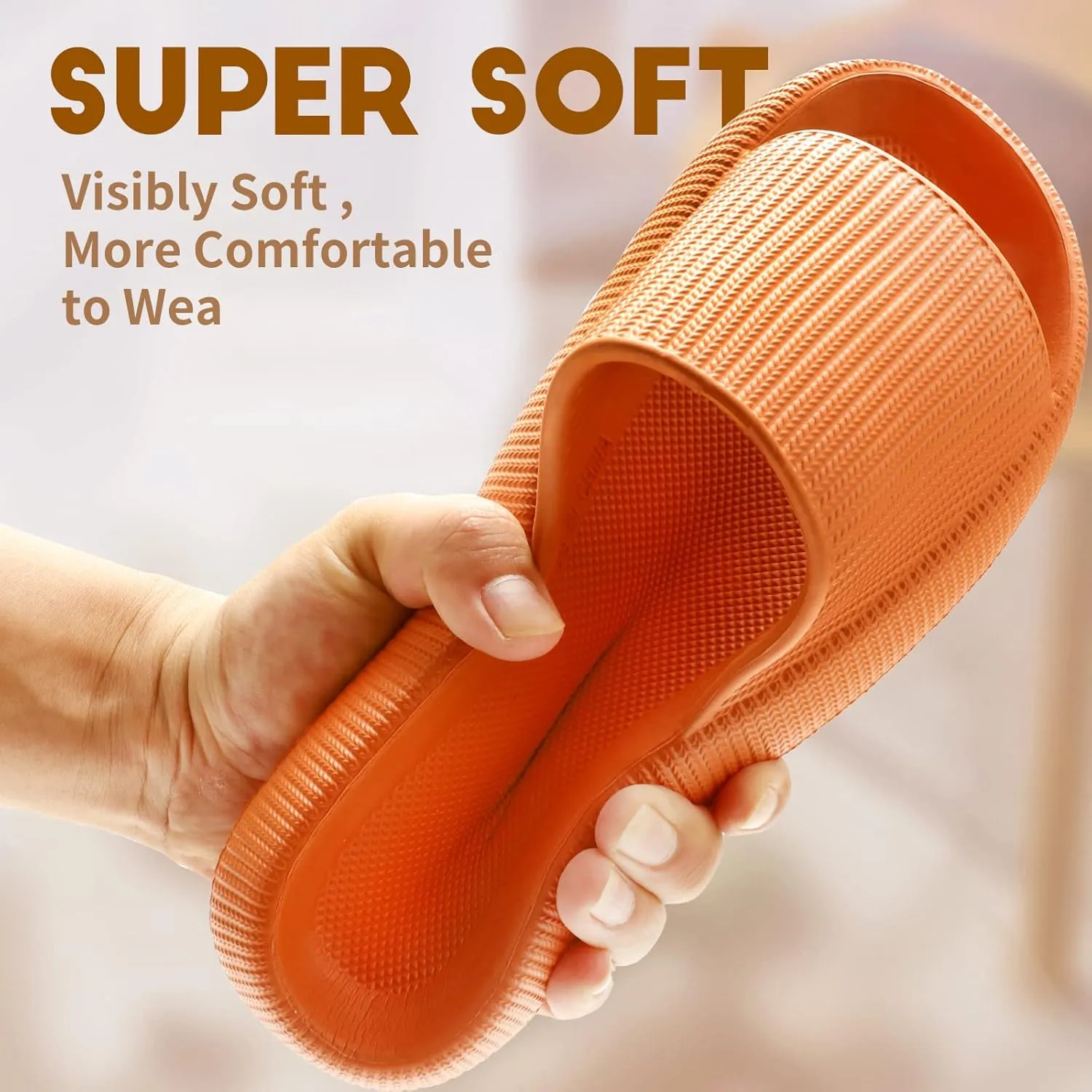 LELEBEAR Cloudies Slides for Women, Super Comfy Soft Foam Slides, Non Slip Shower Bathroom Slides