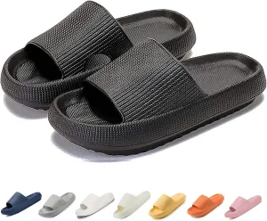 LELEBEAR Cloudies Slides for Women, Super Comfy Soft Foam Slides, Non Slip Shower Bathroom Slides