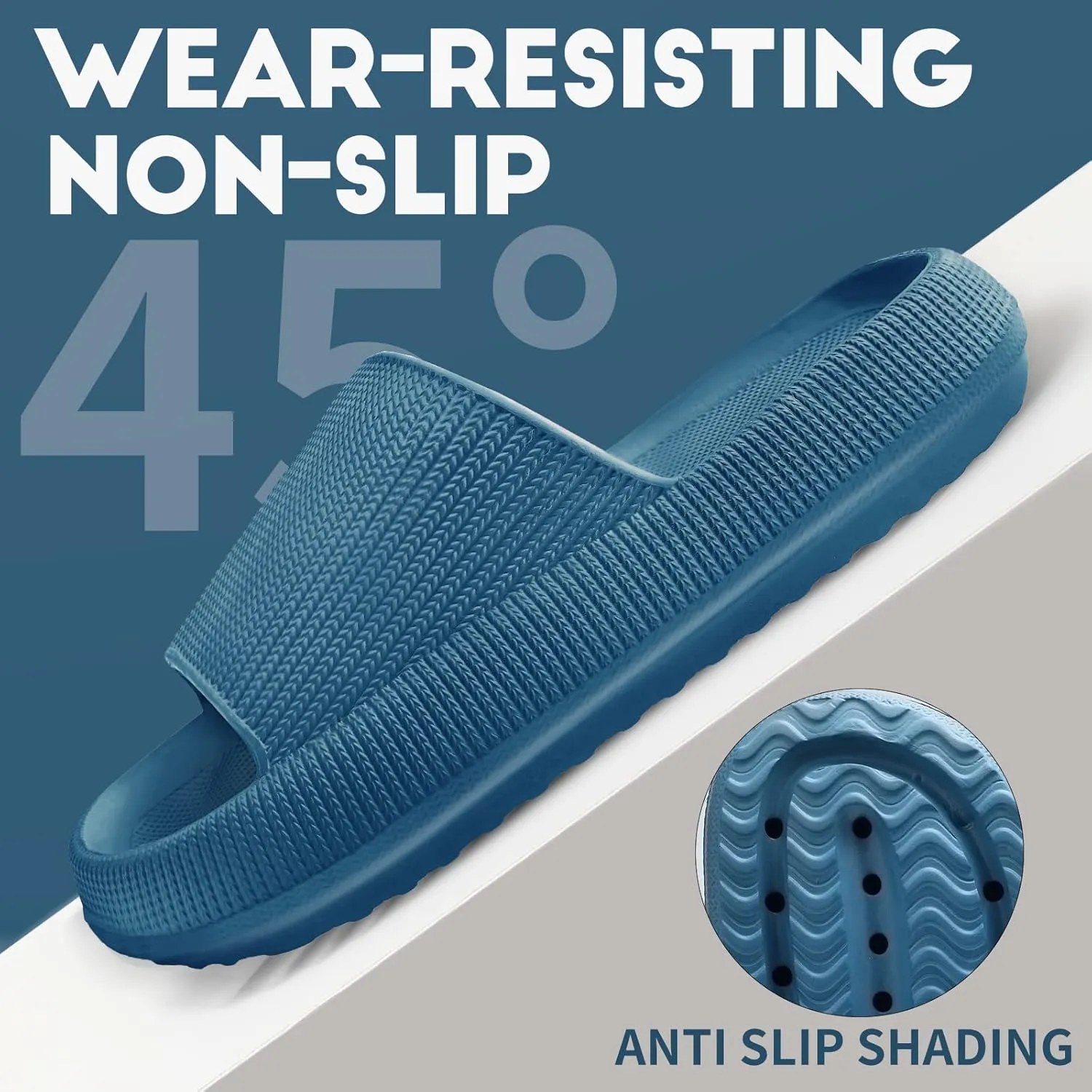 LELEBEAR Cloudies Slides for Women, Super Comfy Soft Foam Slides, Non Slip Shower Bathroom Slides