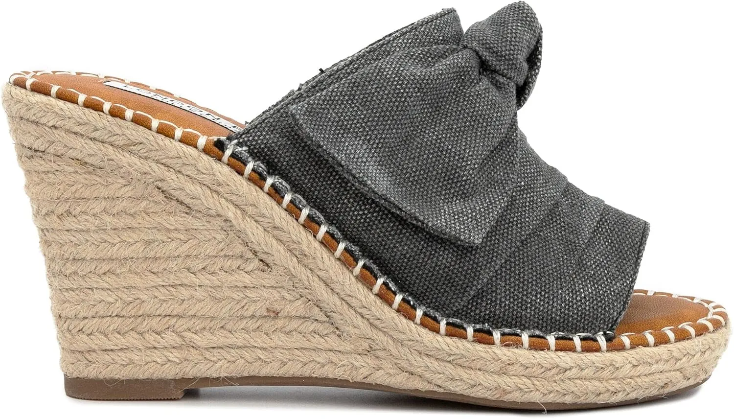 LONDON FOG Womens Heidi Espadrille Wedge Sandals with Knotty Bow Detail
