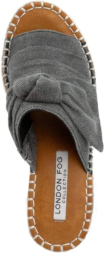 LONDON FOG Womens Heidi Espadrille Wedge Sandals with Knotty Bow Detail