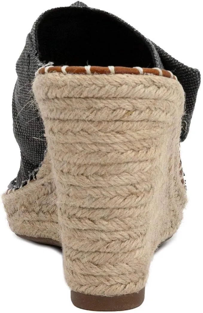 LONDON FOG Womens Heidi Espadrille Wedge Sandals with Knotty Bow Detail