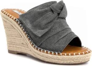 LONDON FOG Womens Heidi Espadrille Wedge Sandals with Knotty Bow Detail