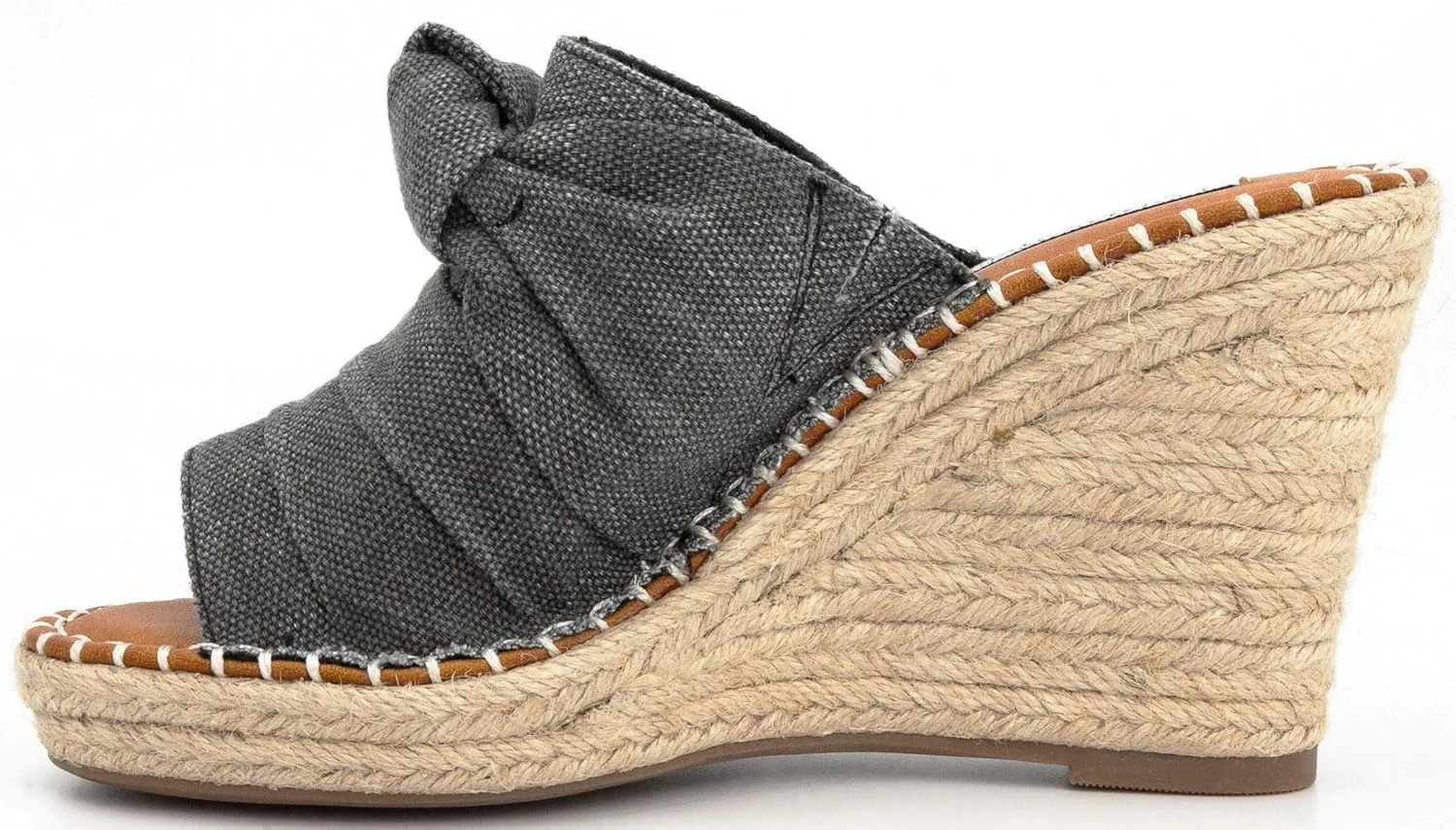 LONDON FOG Womens Heidi Espadrille Wedge Sandals with Knotty Bow Detail