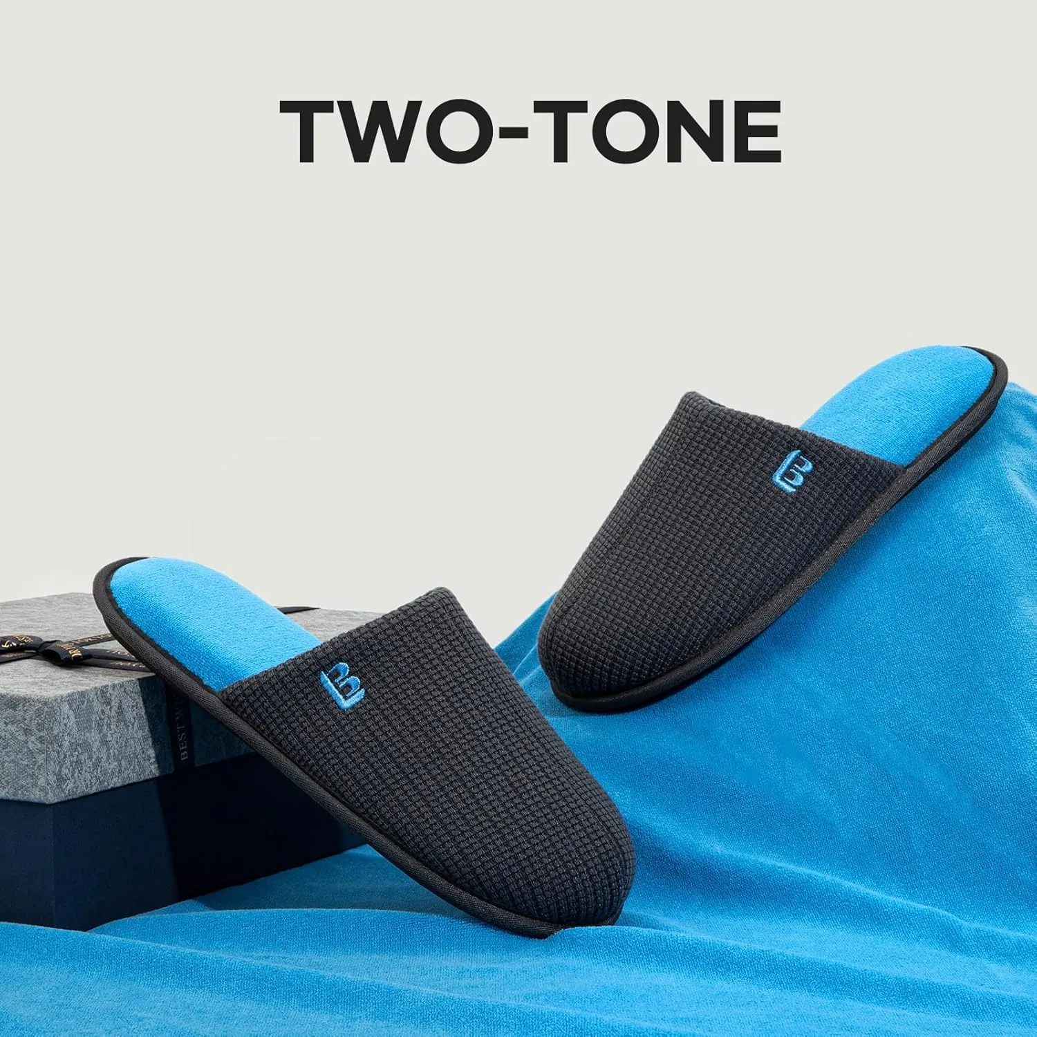 LongBay Mens House Slippers Comfy Knit Scuff Lightweight Memory Foam Slip On Bedroom Shoes for Indoor Outdoor Travel