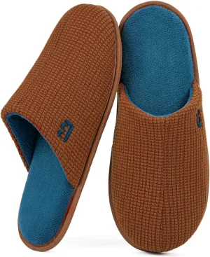 LongBay Mens House Slippers Comfy Knit Scuff Lightweight Memory Foam Slip On Bedroom Shoes for Indoor Outdoor Travel