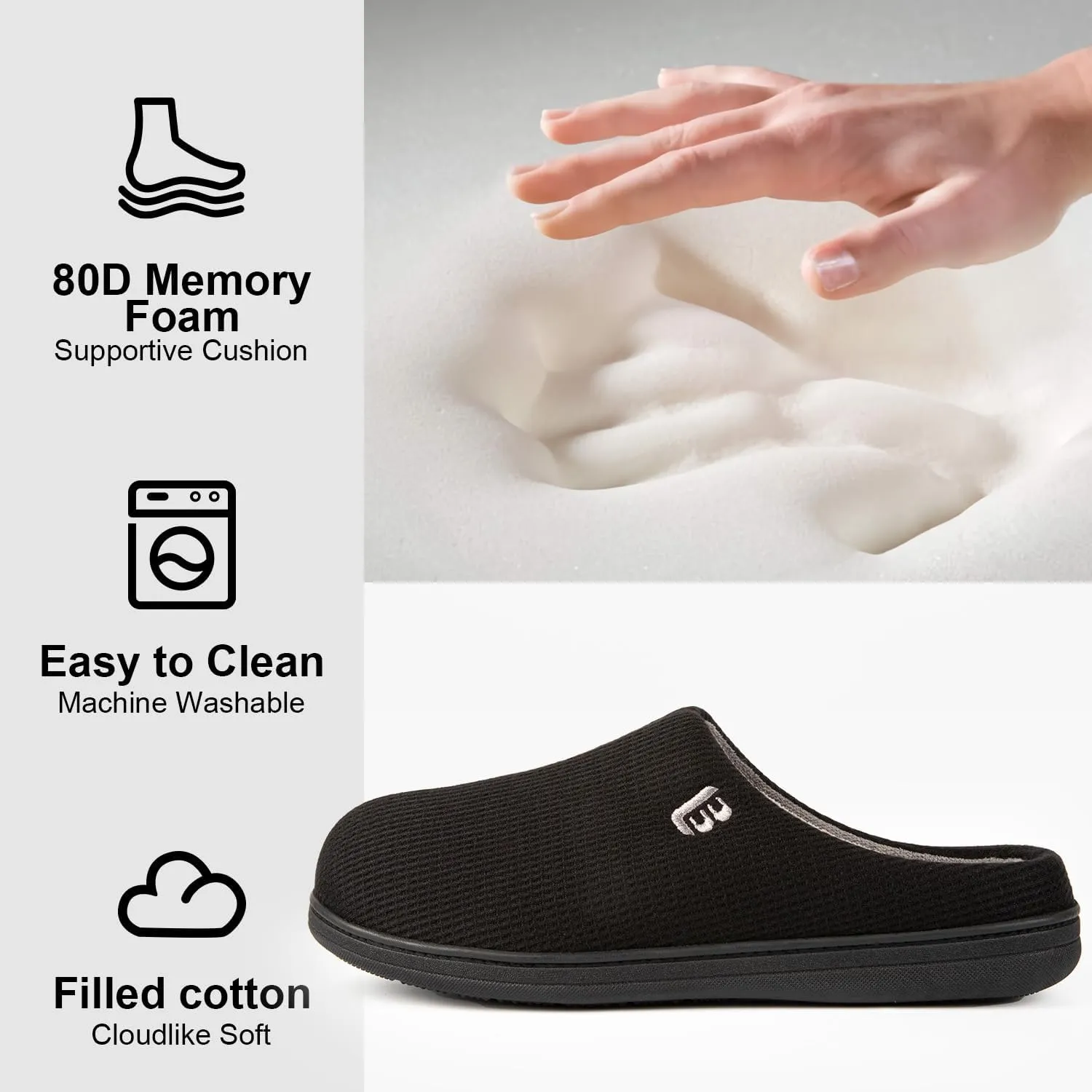 LongBay Men's Two Tone Memory Foam Slippers Slip-On Comfy House Shoes for Indoor Outdoor