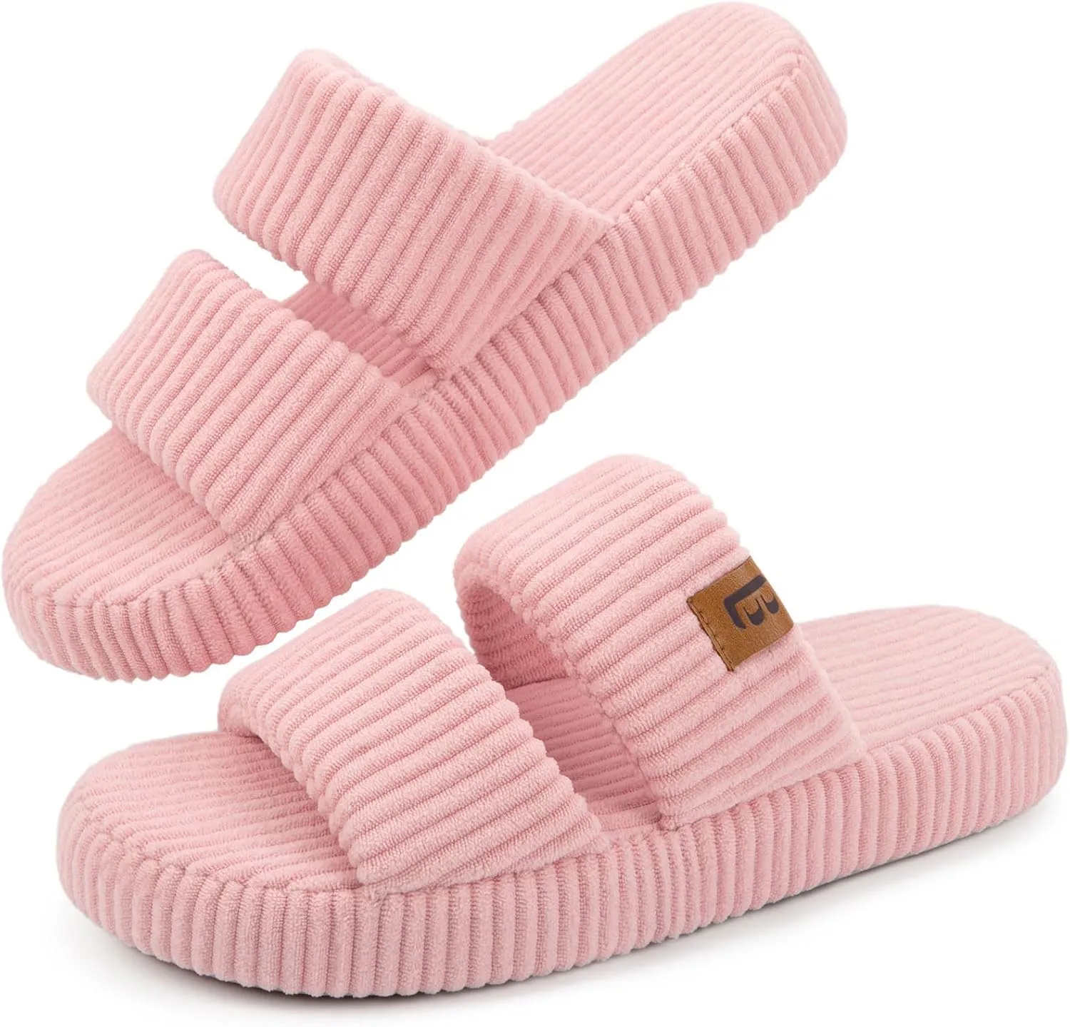 LongBay Slippers for Women Memory Foam Open Toe Slip On Bedroom Comfy House Shoes with Dual-Strap
