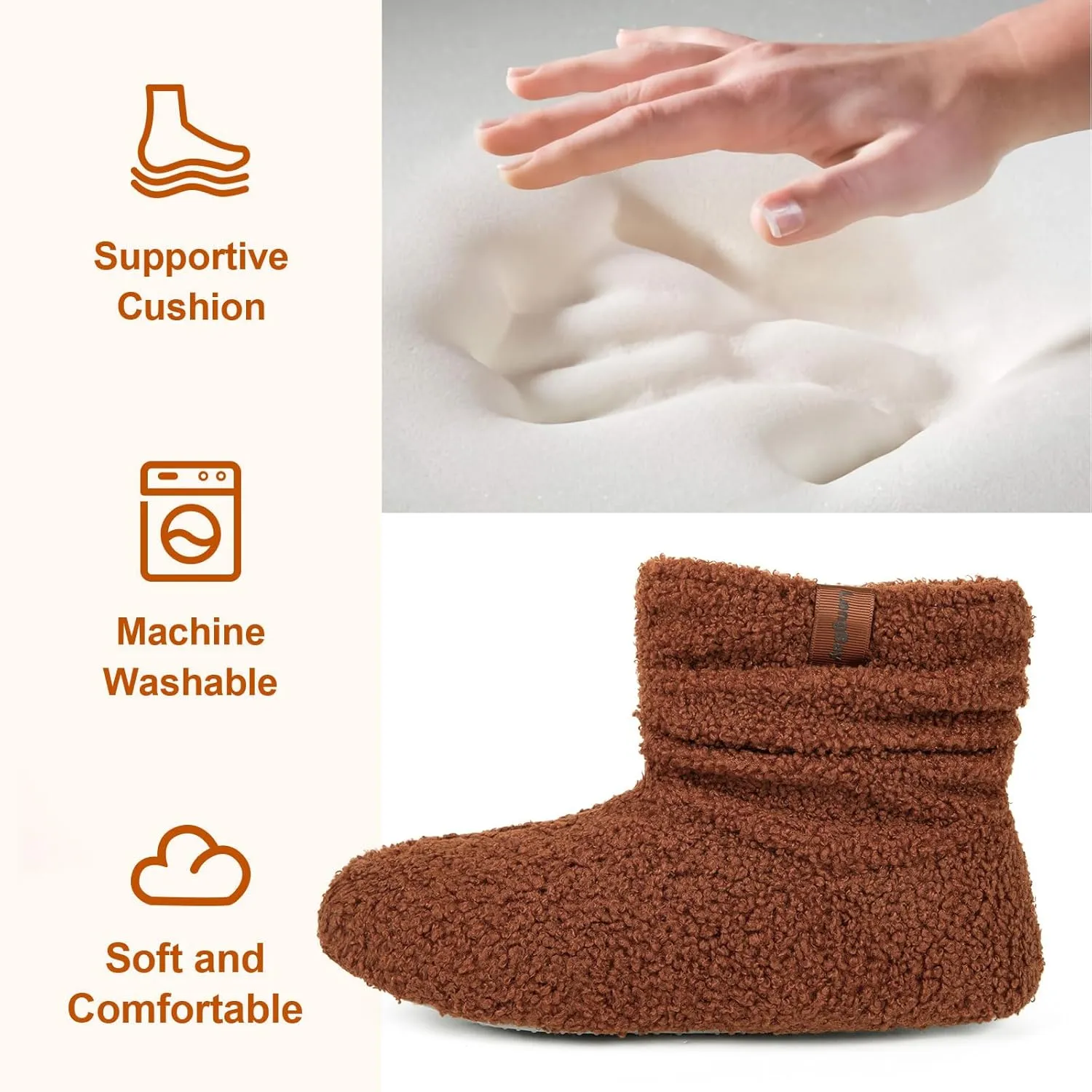 LongBay Women’s Warm Curly Fur Bootie Slippers Comfy Plush Fleece Boots Memory Foam House Shoes