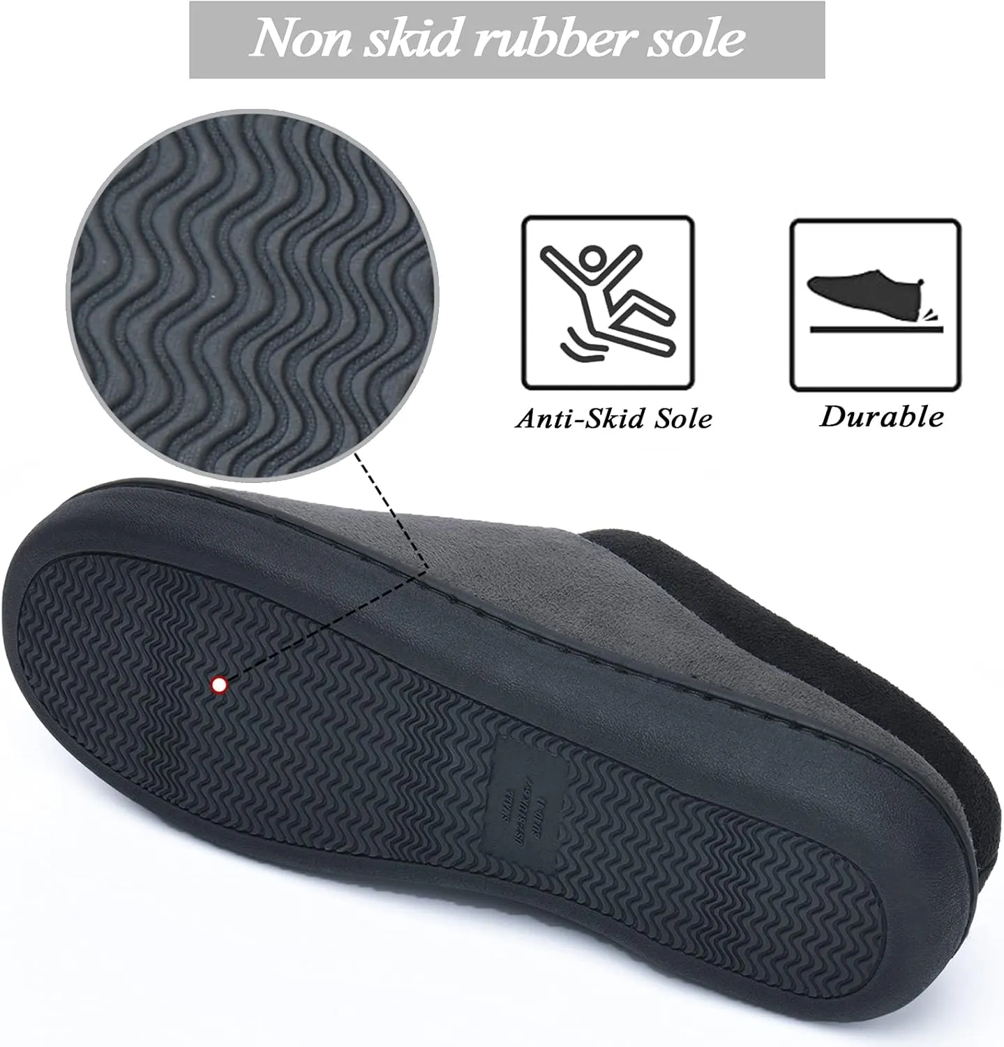 LORDFON Memory Foam Mens Slippers Slip-On Comfy House Slippers for Men Indoor Outdoor Non-Slip Warm Winter Men’s Bedroom Slippers Size